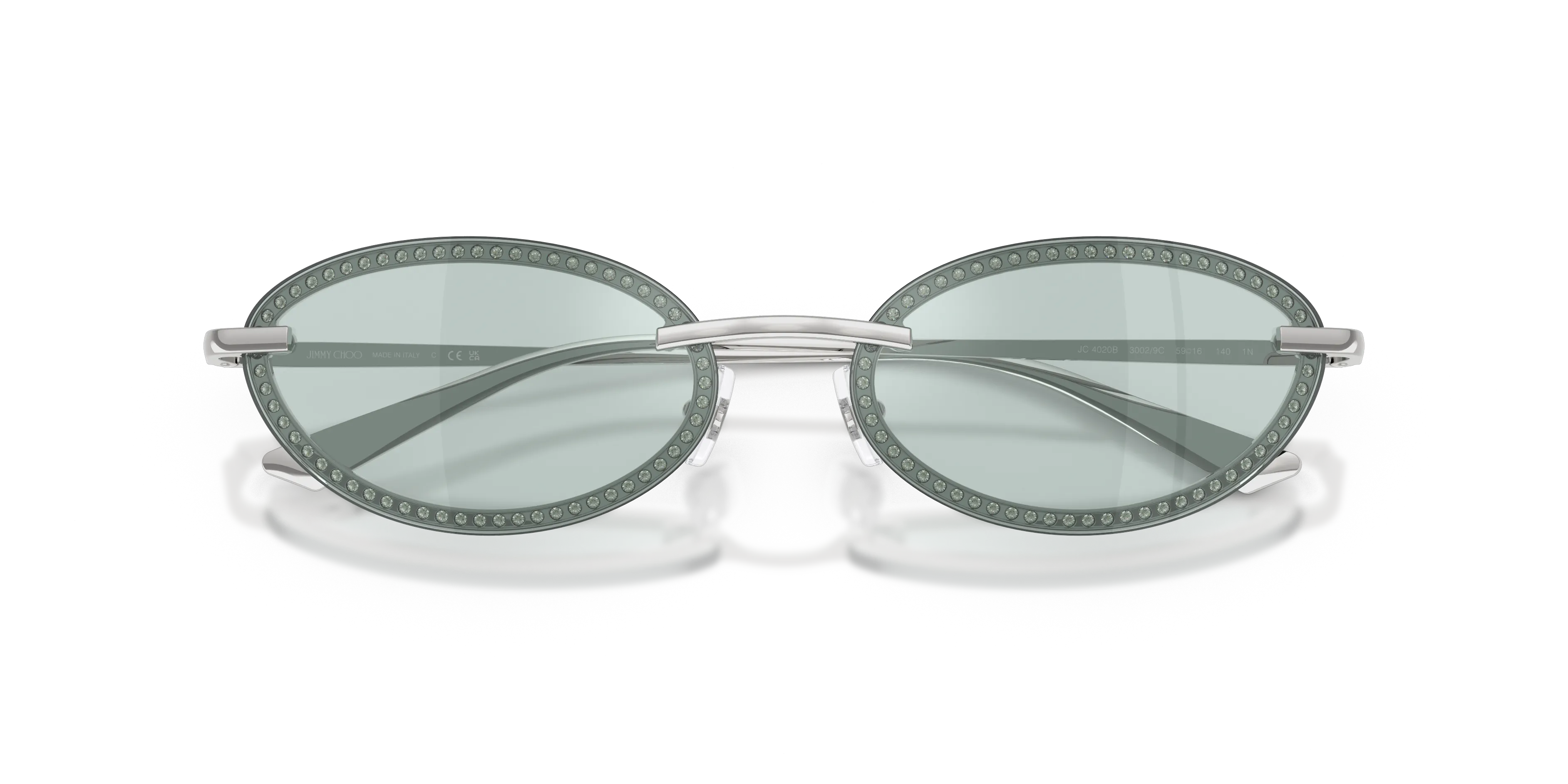 Jimmy Choo JC4020B 30029C Occhiali da sole Metallo Argento Azzurro Rotonda Normale - immagine 2