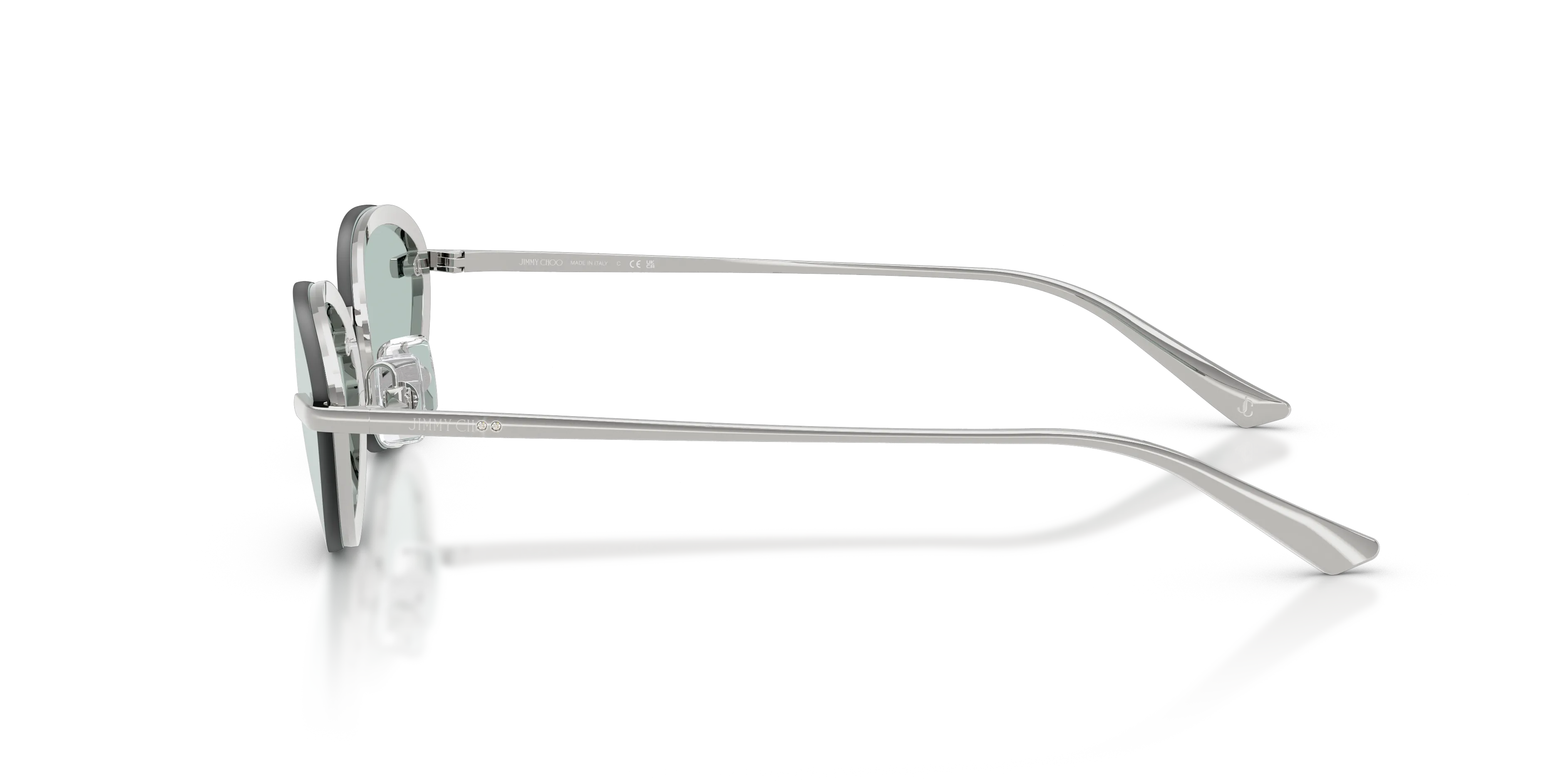 Jimmy Choo JC4020B 30029C Occhiali da sole Metallo Argento Azzurro Rotonda Normale - immagine 4