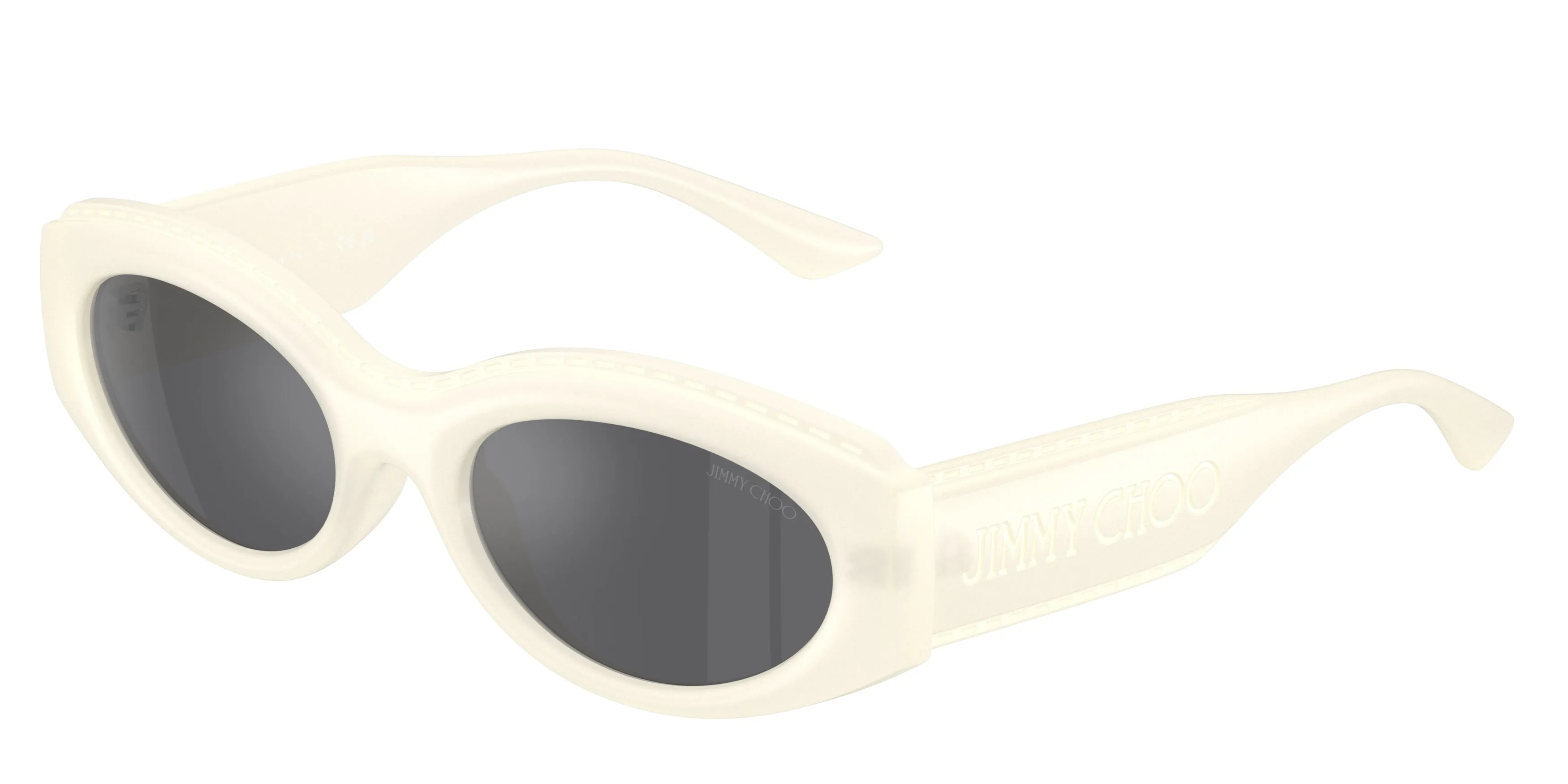 Jimmy Choo JC6002U 50956G Occhiali da sole Iniettato Bianco Grigio Rotonda Specchiate - immagine 1