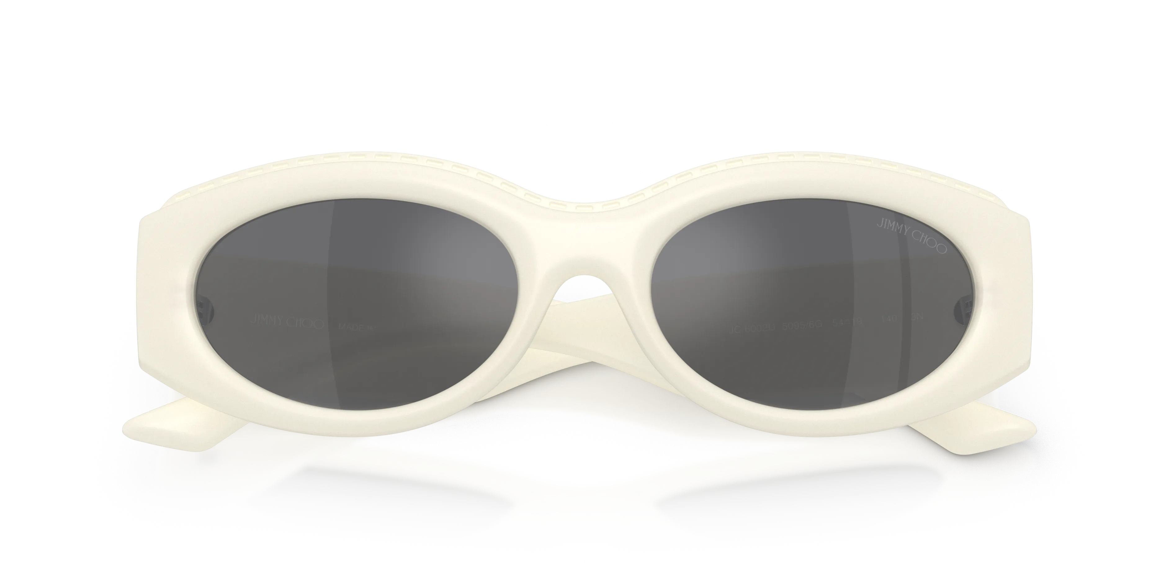 Jimmy Choo JC6002U 50956G Occhiali da sole Iniettato Bianco Grigio Rotonda Specchiate - immagine 2