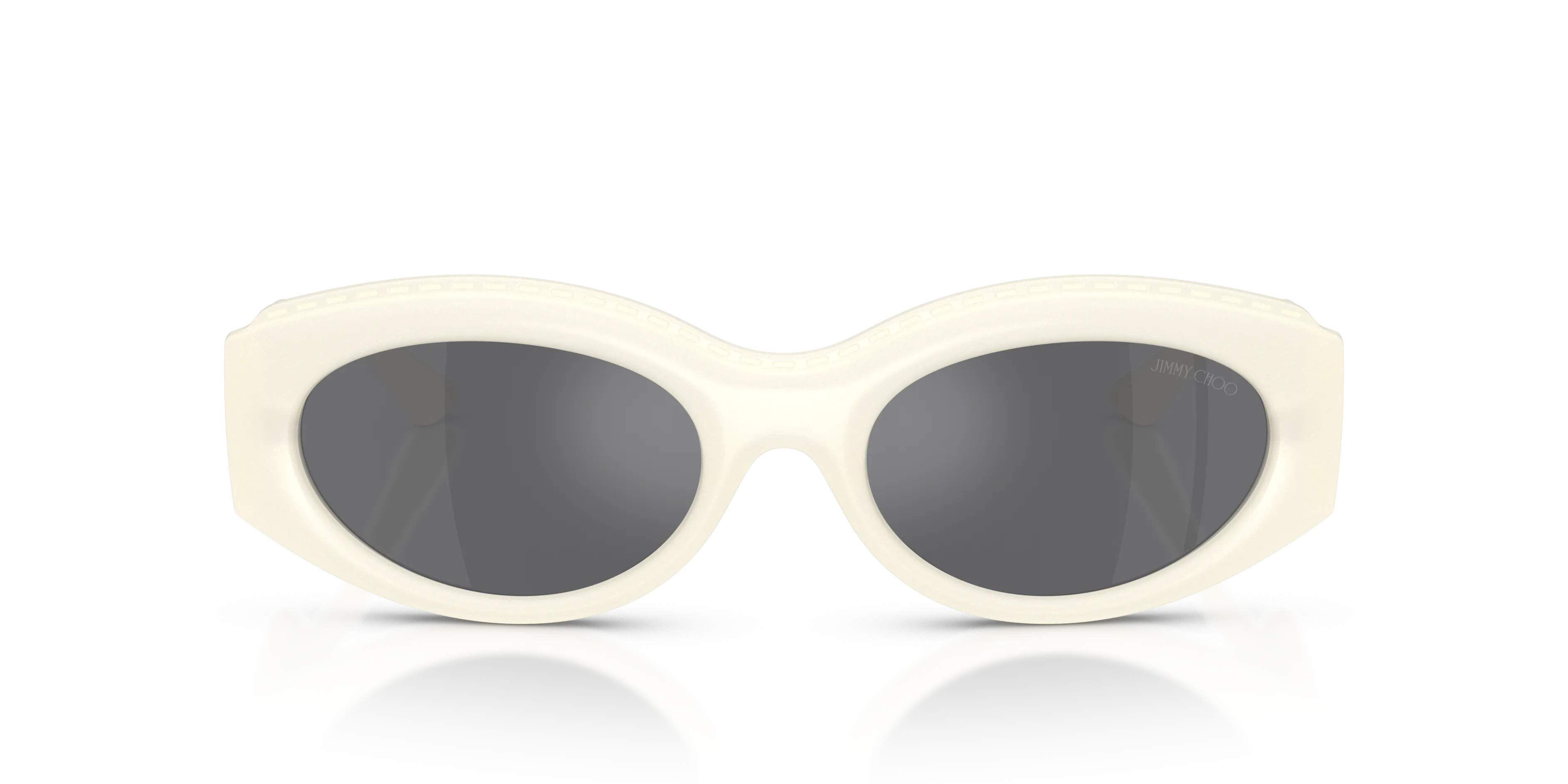 Jimmy Choo JC6002U 50956G Occhiali da sole Iniettato Bianco Grigio Rotonda Specchiate - immagine 3