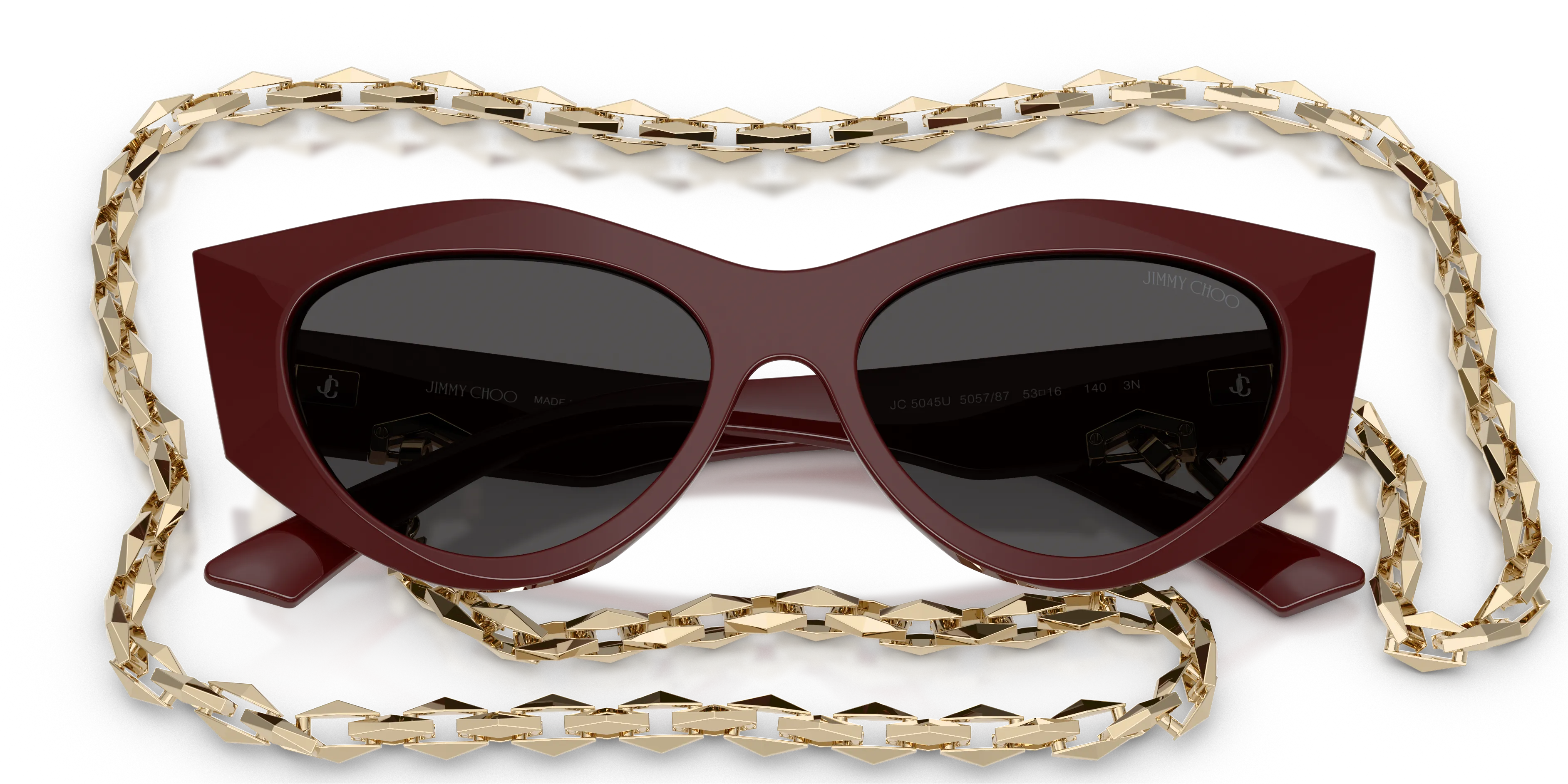 Jimmy Choo JC5045U 505787 Occhiali da sole Acetato Rosso Grigio Cat Eye Normale - immagine 2