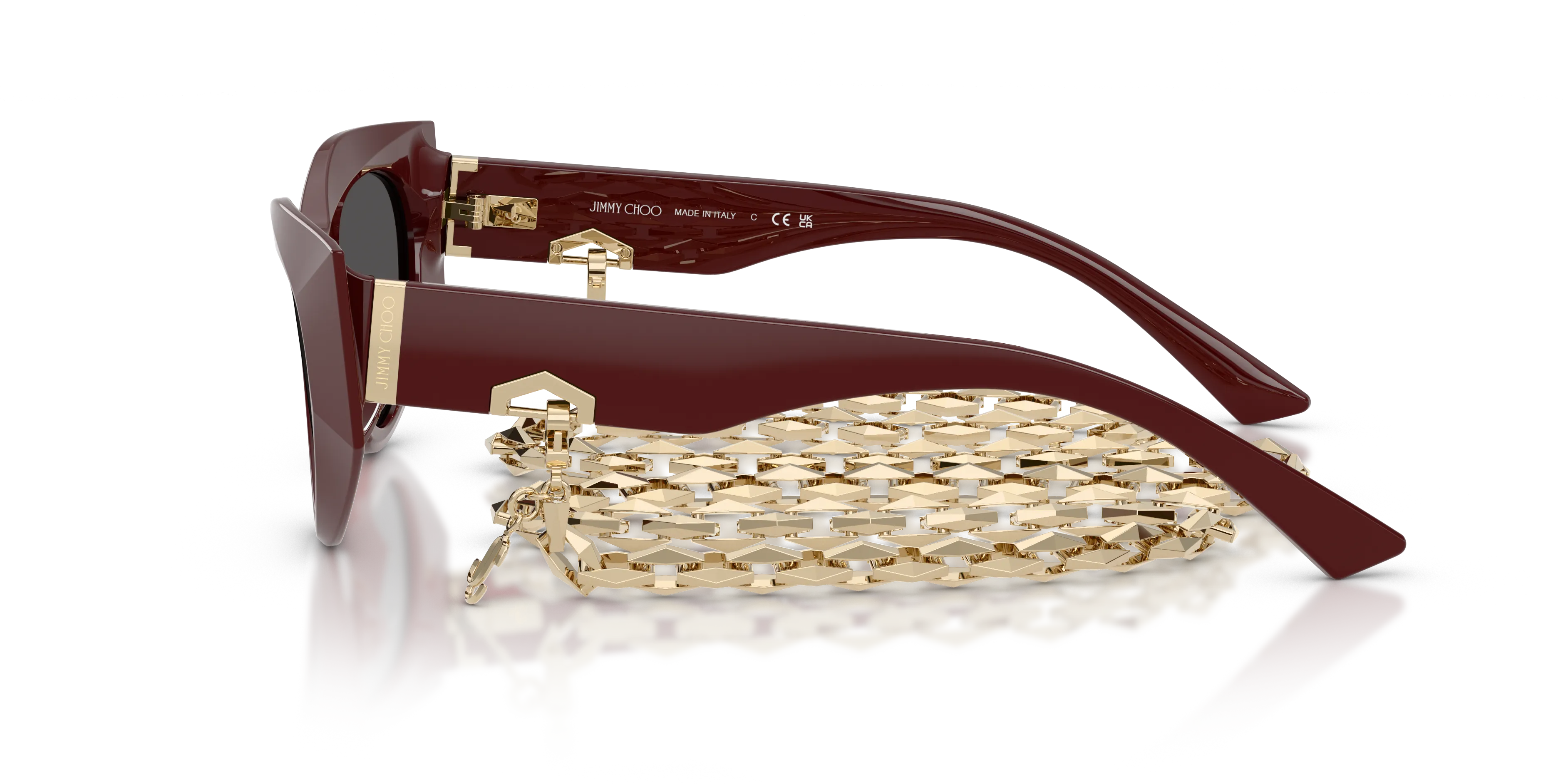 Jimmy Choo JC5045U 505787 Occhiali da sole Acetato Rosso Grigio Cat Eye Normale - immagine 4