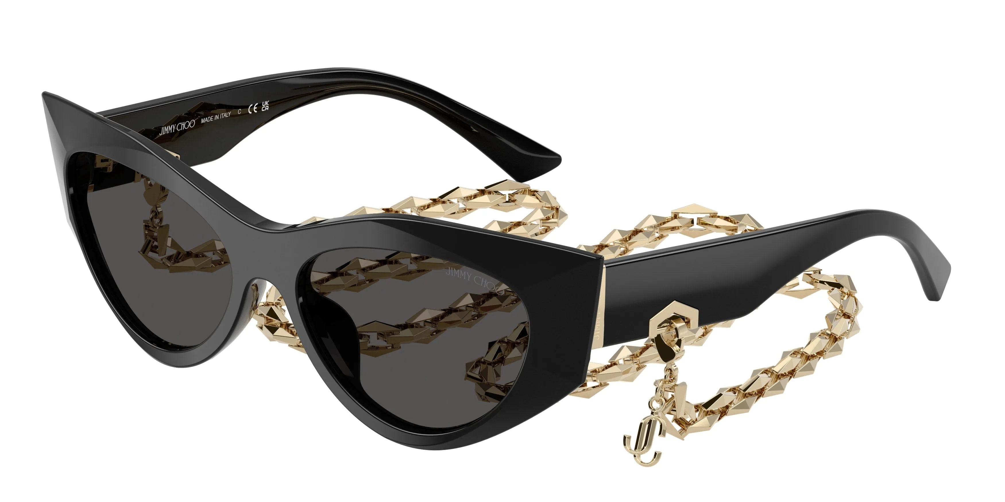Jimmy Choo JC5045U 500087 Occhiali da sole Acetato Nero Grigio Cat Eye Normale - immagine 1