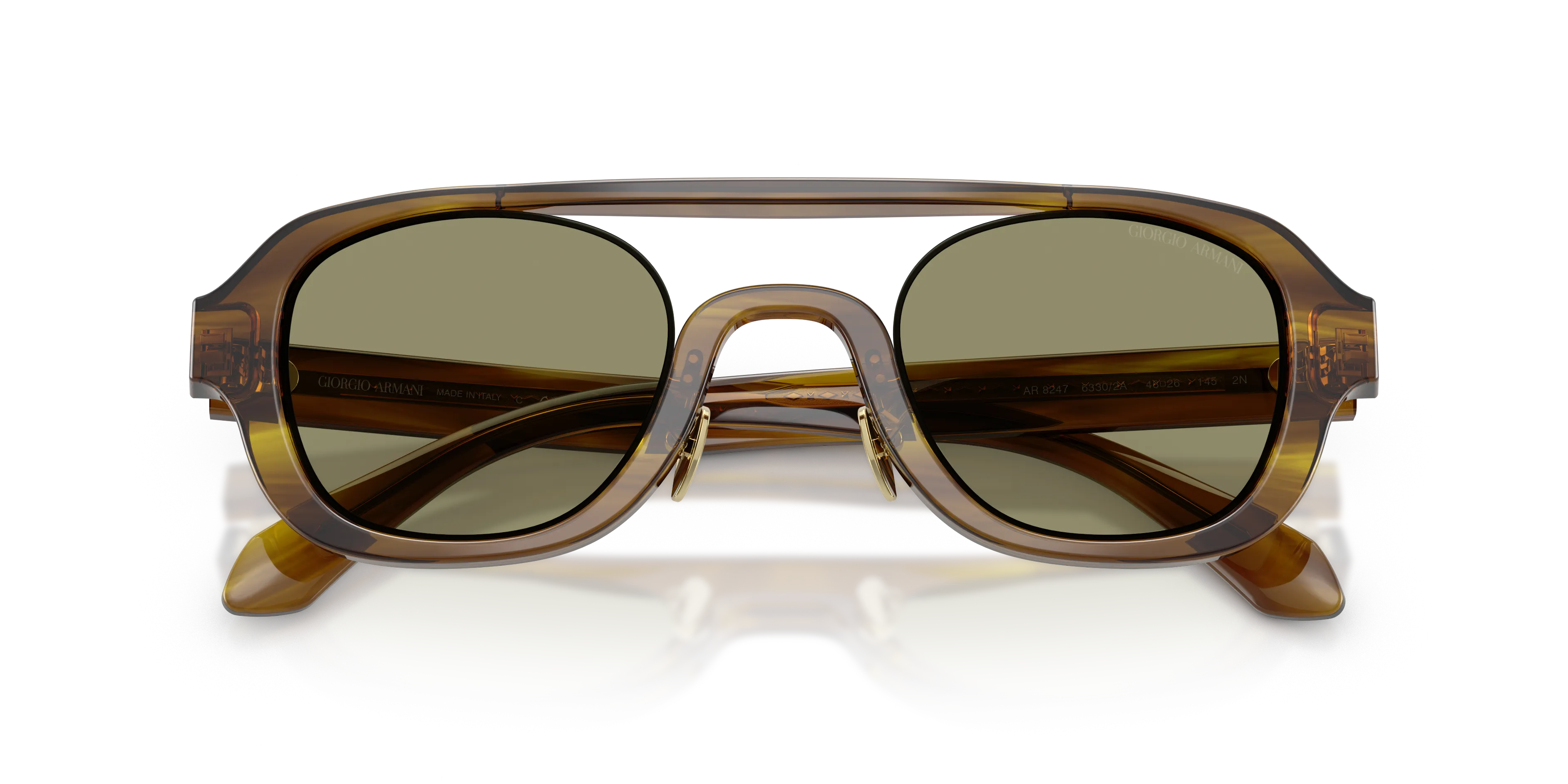 Giorgio Armani AR8247 63302A Occhiali da sole Acetato Marrone Verde Geometrica Normale - immagine 2