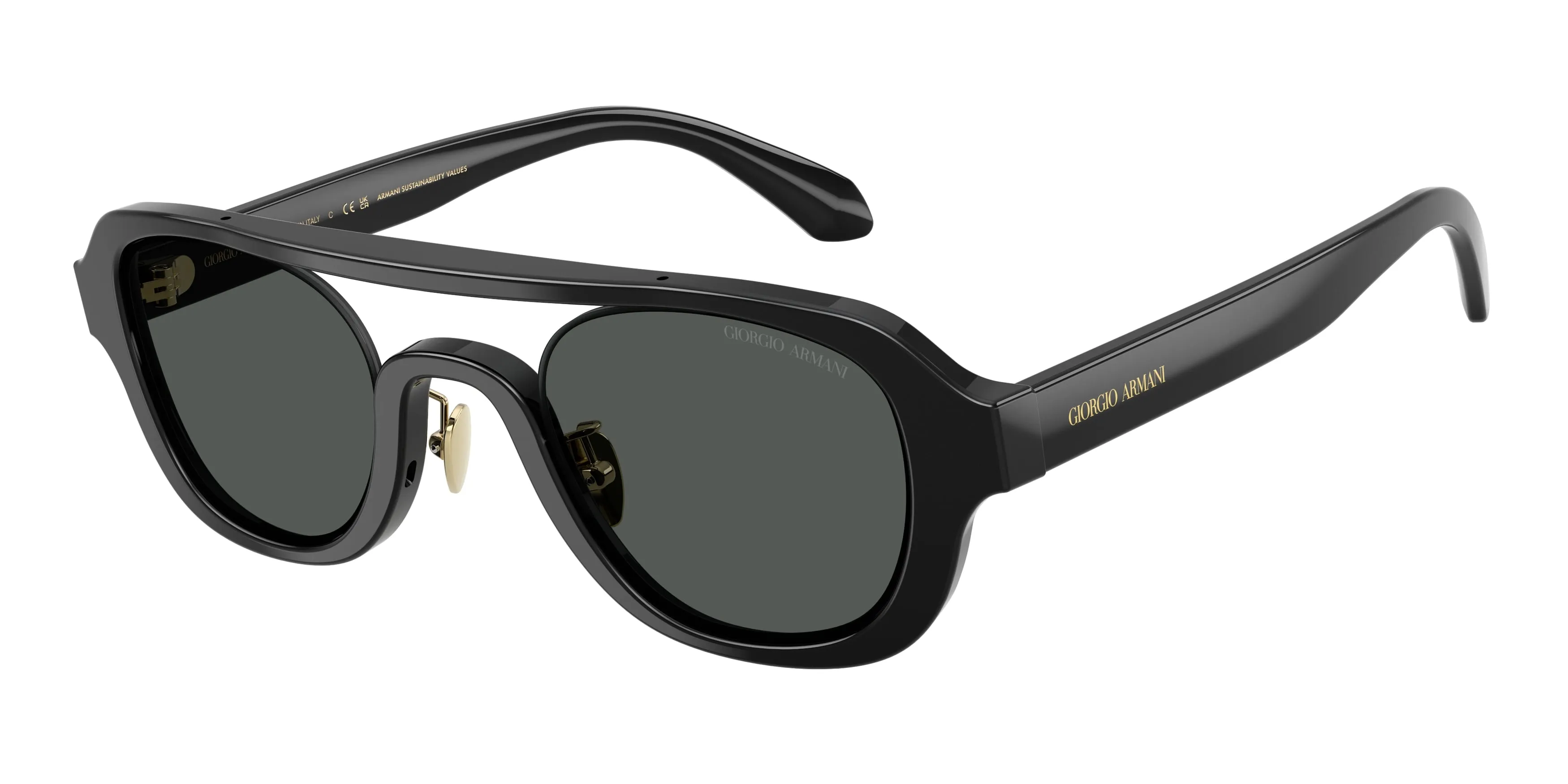 Giorgio Armani AR8247 500187 Occhiali da sole Acetato Nero Grigio Geometrica Normale - immagine 1