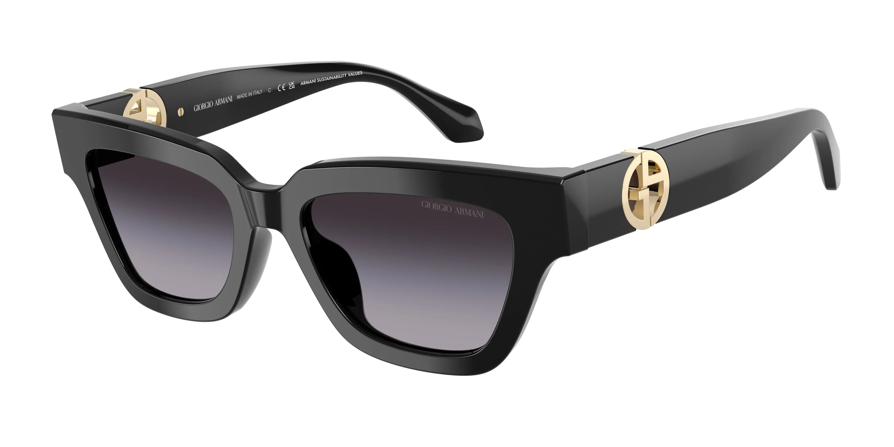 Giorgio Armani AR8246U 58758G Occhiali da sole Acetato Nero Grigio Cat Eye Normale Sfumato - immagine 1