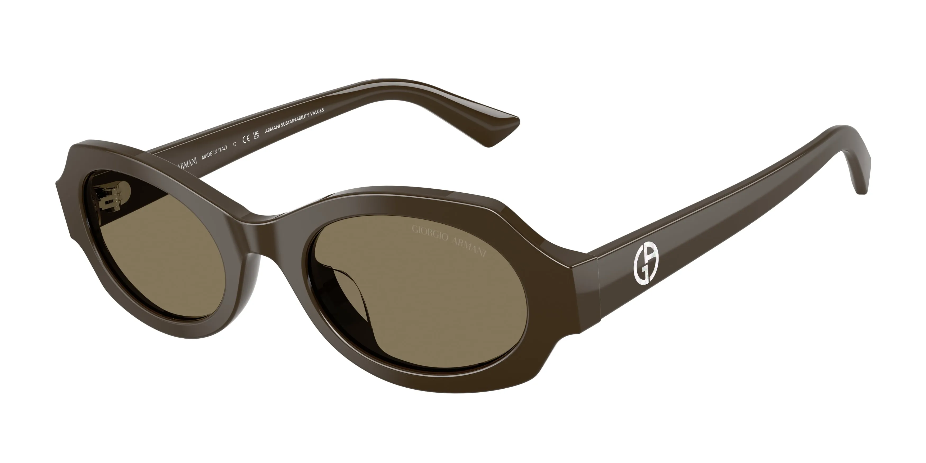 Giorgio Armani AR8245HU 630773 Occhiali da sole Acetato Marrone Marrone Geometrica Normale - immagine 1