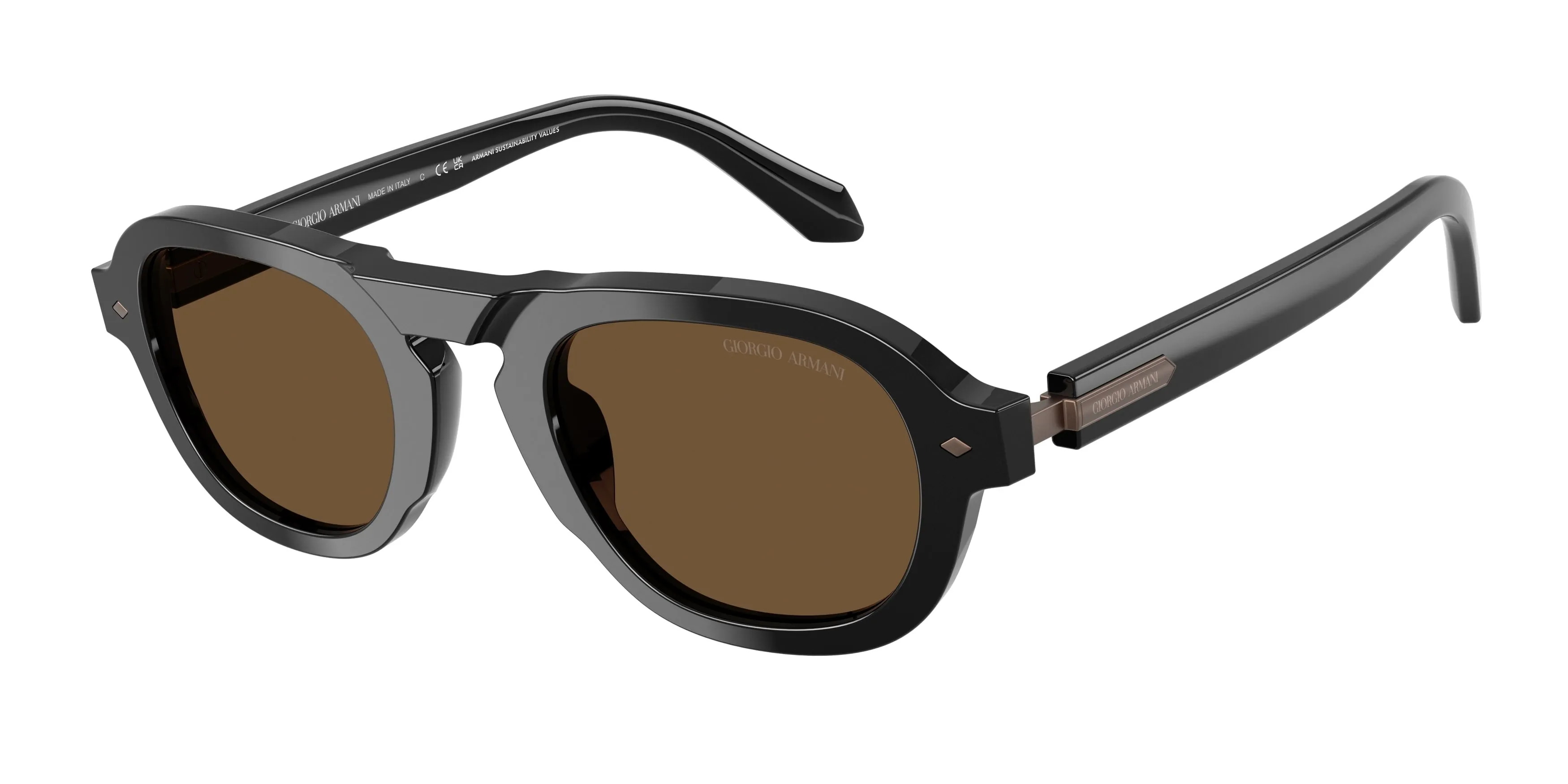 Giorgio Armani AR8244 587553 Occhiali da sole Acetato Nero Marrone Pillow Normale - immagine 1