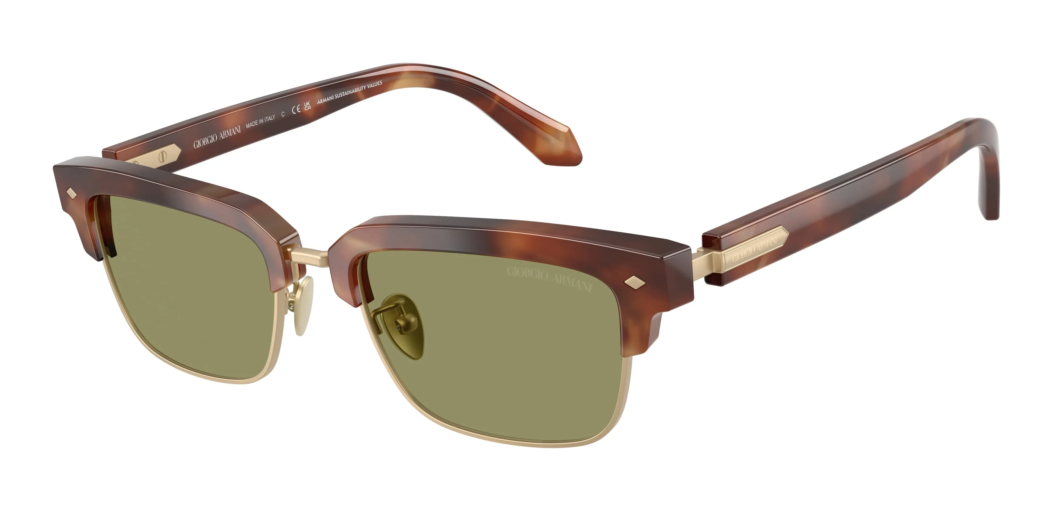 Giorgio Armani AR8243 630214 Occhiali da sole Acetato Marrone Verde Squadrata Normale - immagine 1