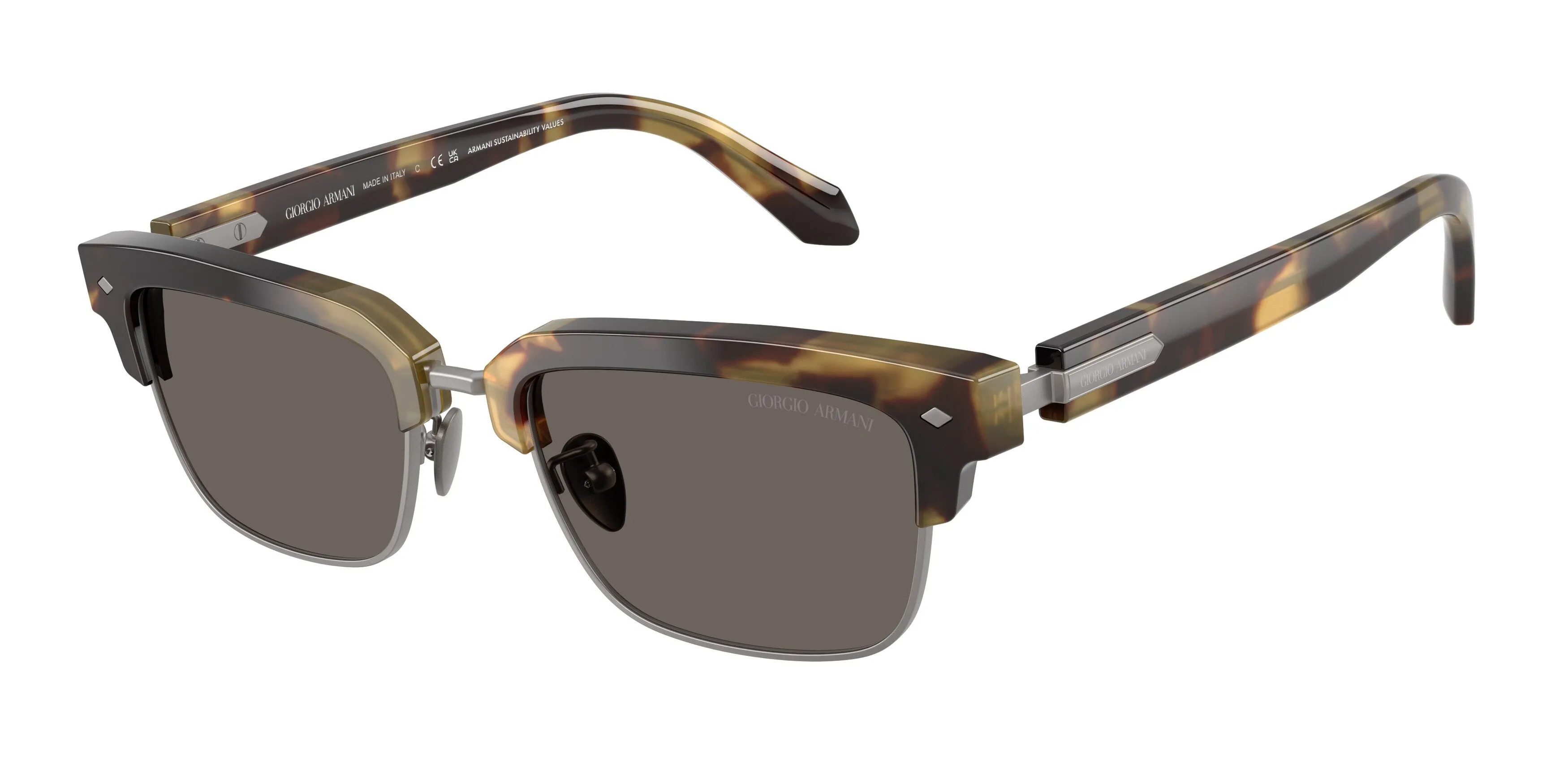 Giorgio Armani AR8243 6301B1 Occhiali da sole Acetato Tartaruga Grigio Squadrata Normale - immagine 1