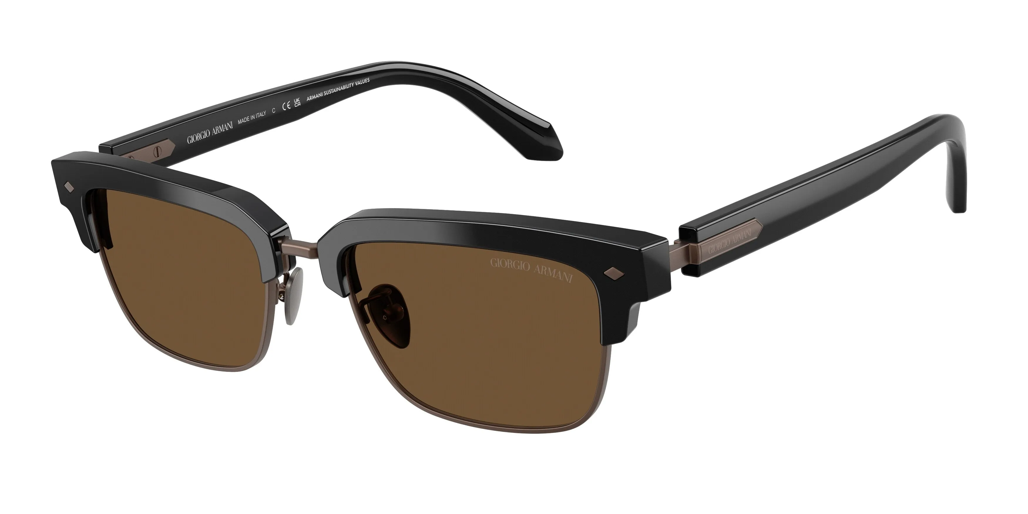 Giorgio Armani AR8243 587553 Occhiali da sole Acetato Nero Marrone Squadrata Normale - immagine 1