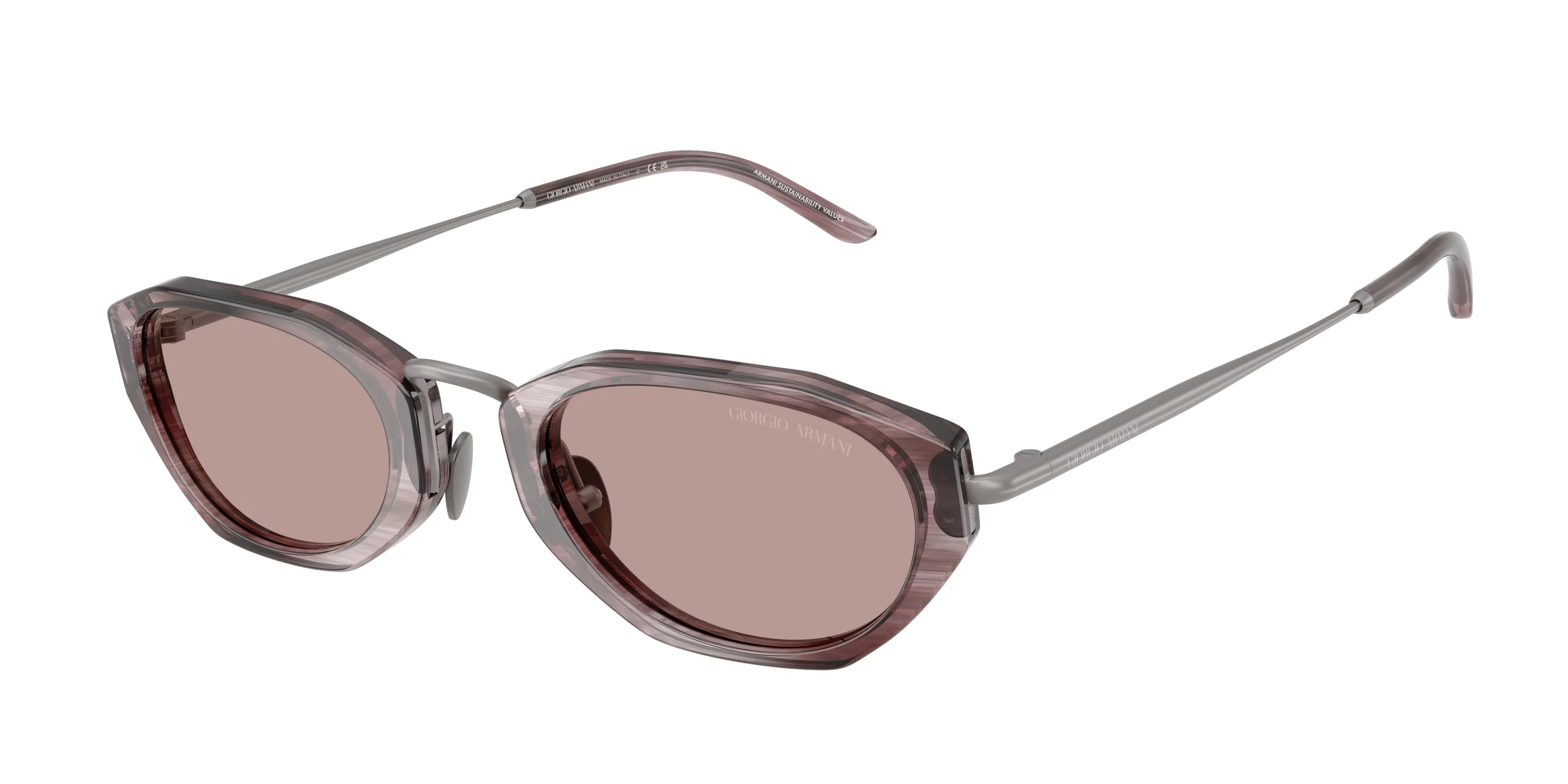 Giorgio Armani AR8242 630513 Occhiali da sole Acetato Viola Marrone Geometrica Normale - immagine 1