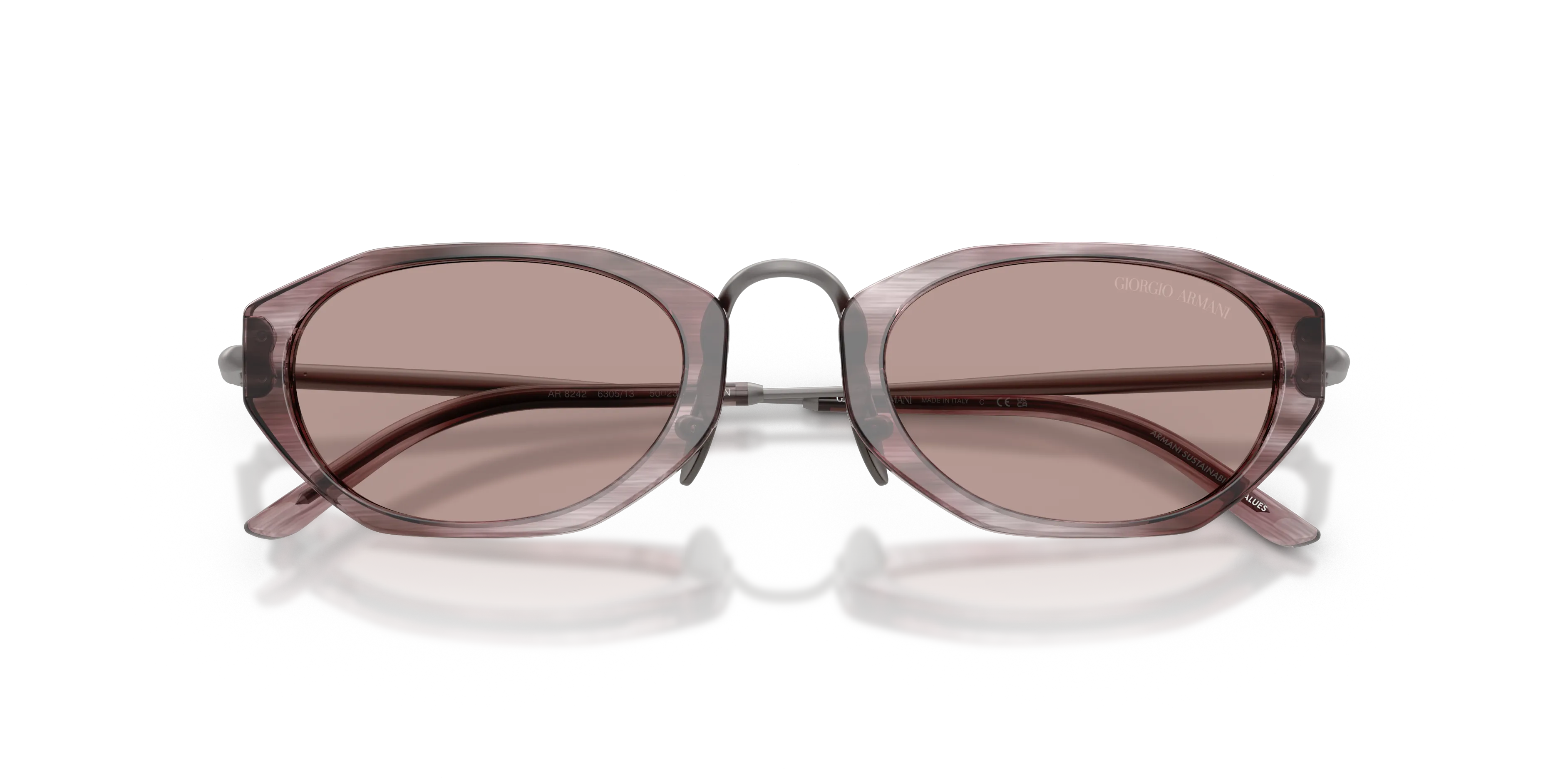 Giorgio Armani AR8242 630513 Occhiali da sole Acetato Viola Marrone Geometrica Normale - immagine 2
