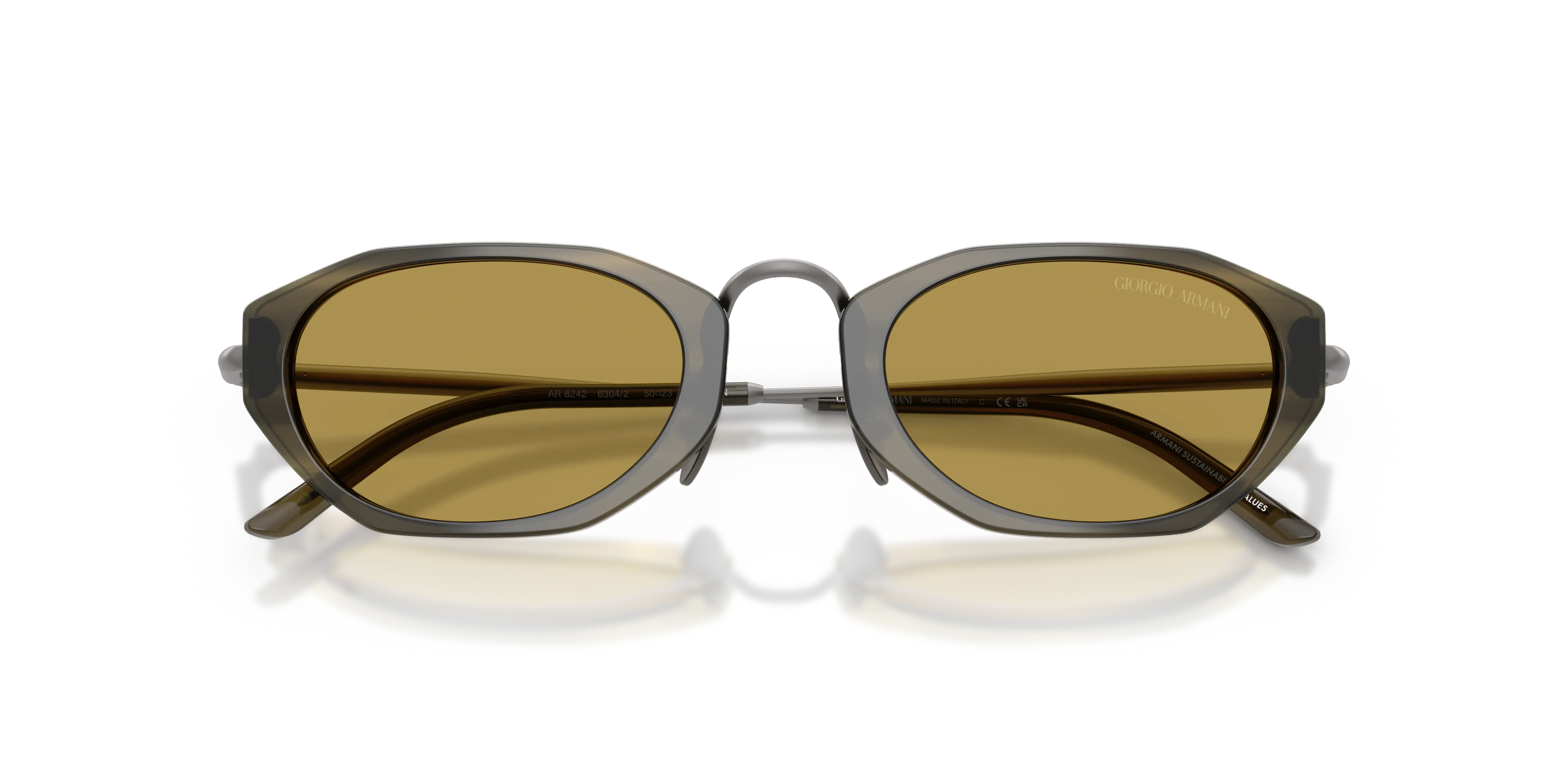 Giorgio Armani AR8242 6304/2 Occhiali da sole Acetato Verde Verde Geometrica Normale - immagine 2