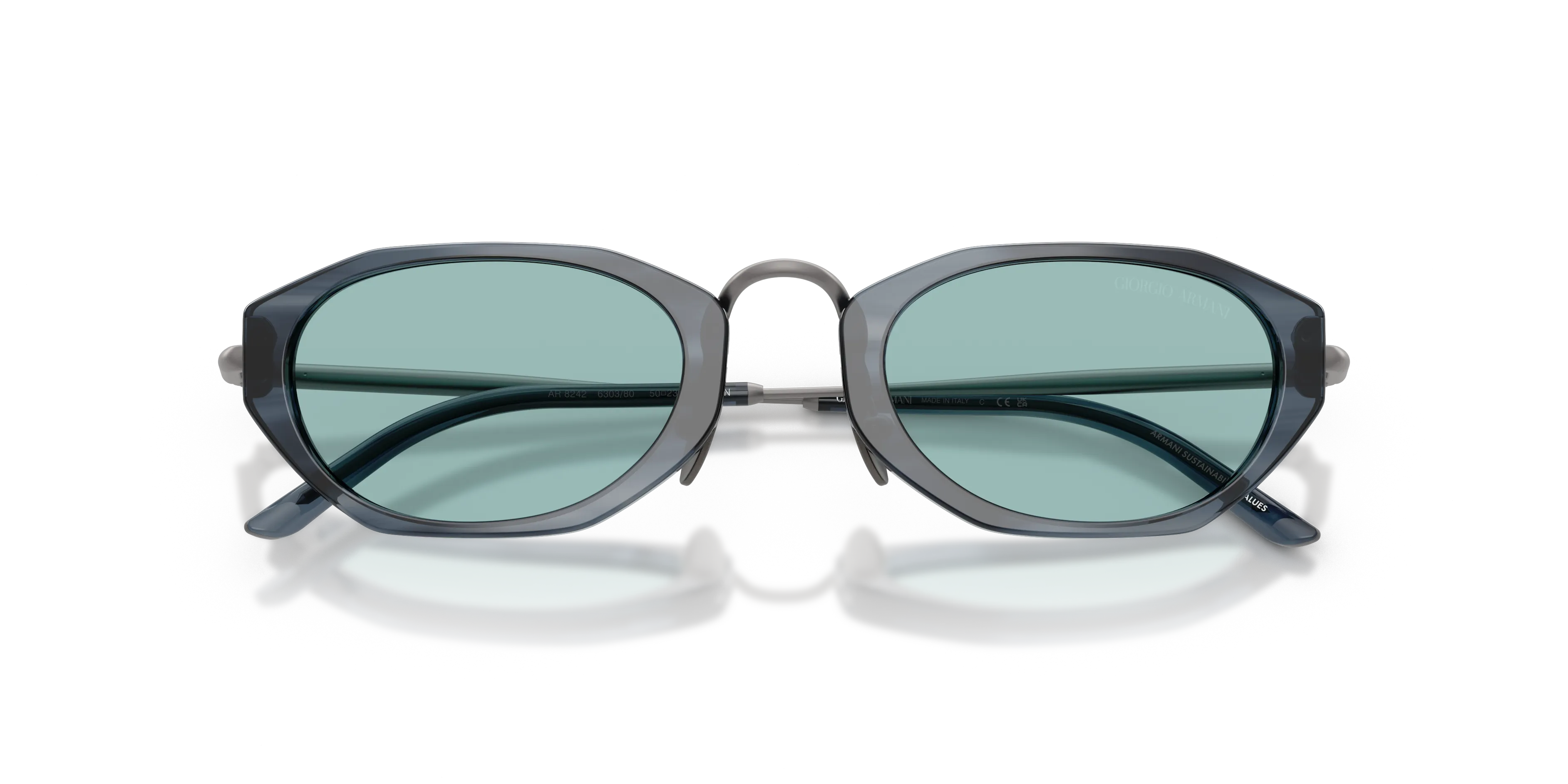Giorgio Armani AR8242 630380 Occhiali da sole Acetato Grigio Blu Geometrica Normale - immagine 2
