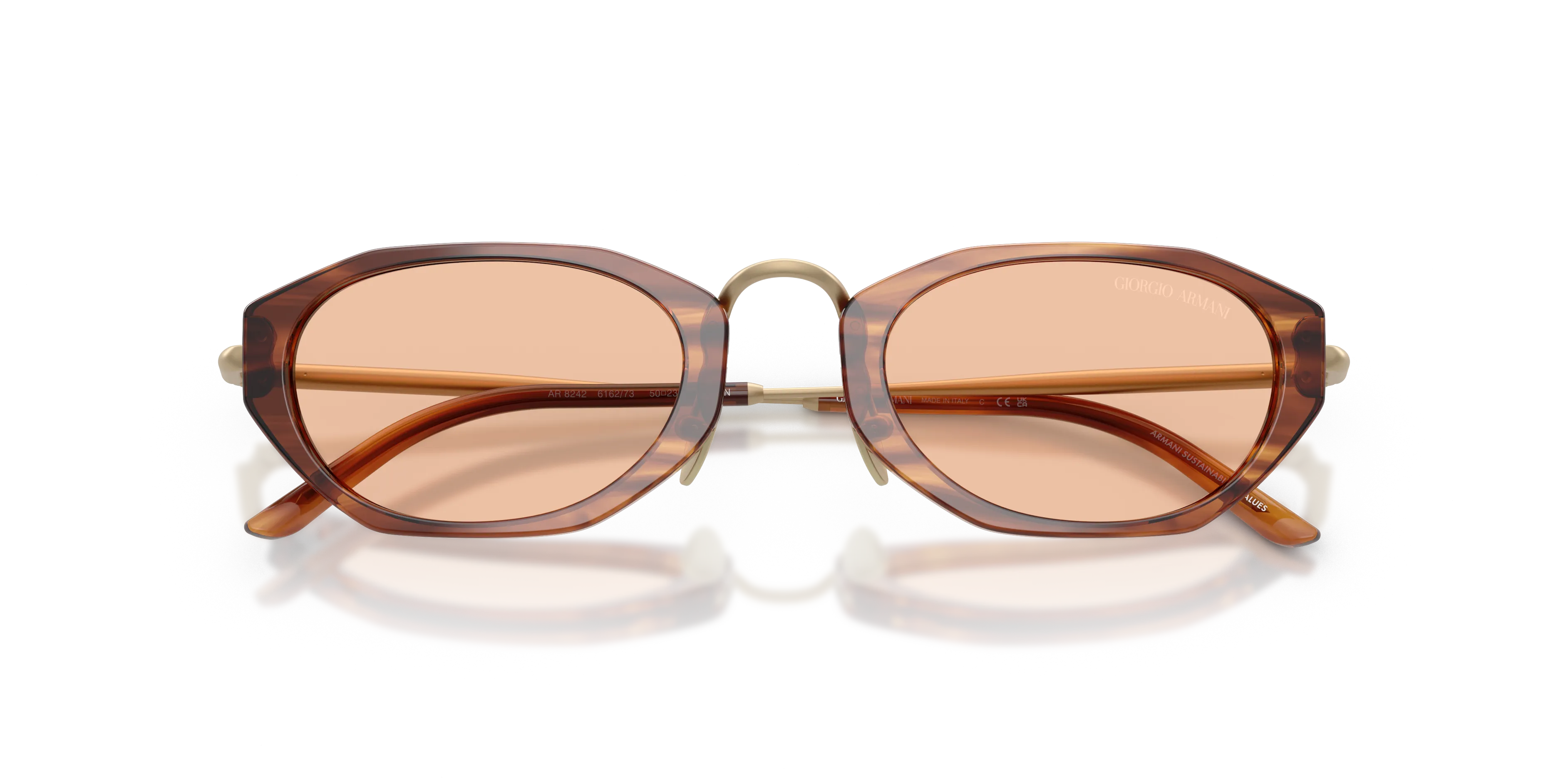 Giorgio Armani AR8242 616273 Occhiali da sole Acetato Tartaruga Marrone Geometrica Normale - immagine 2