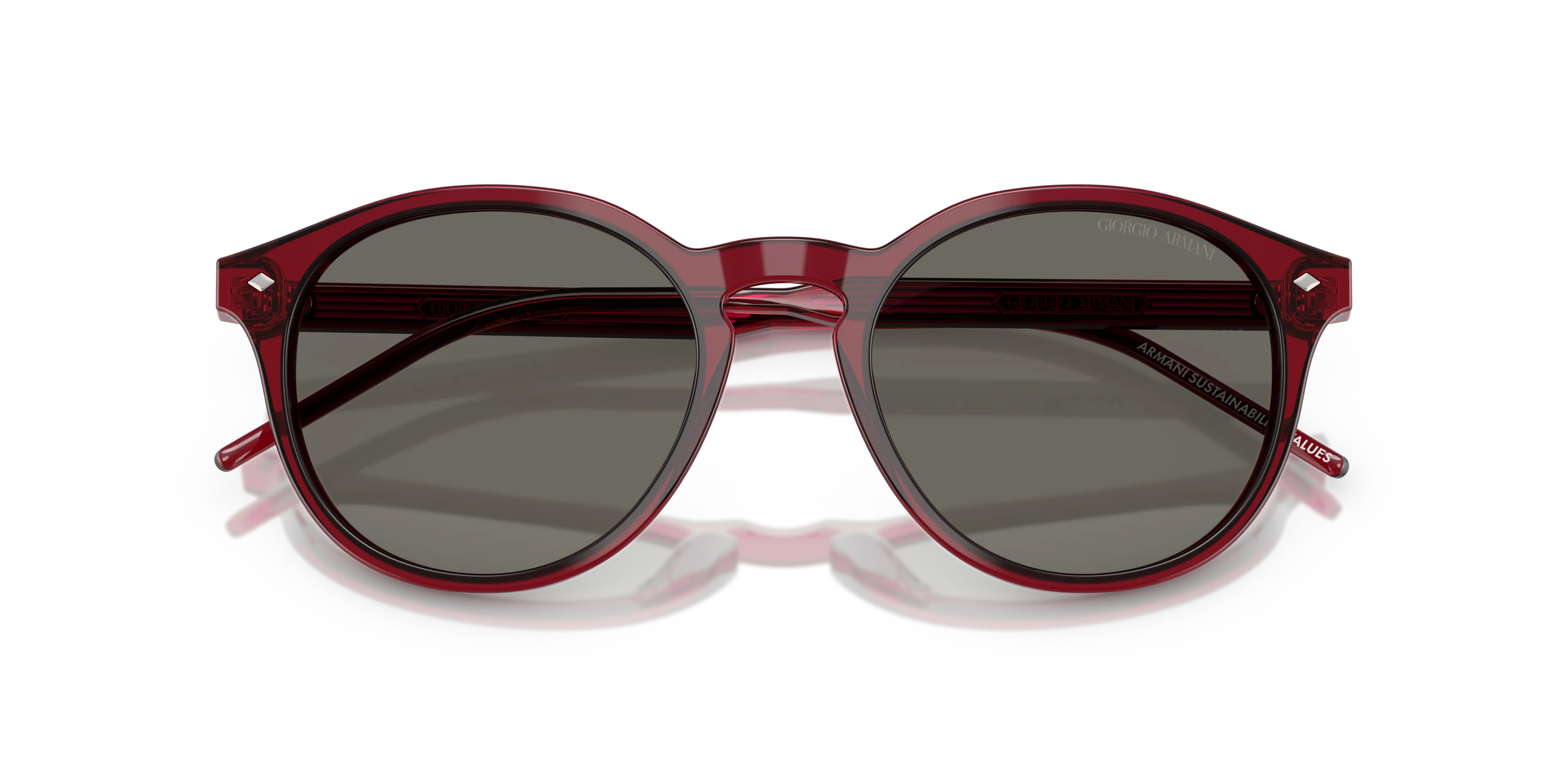 Giorgio Armani AR8211 6344R5 Occhiali da sole Acetato Rosso Grigio Pantos Normale - immagine 2