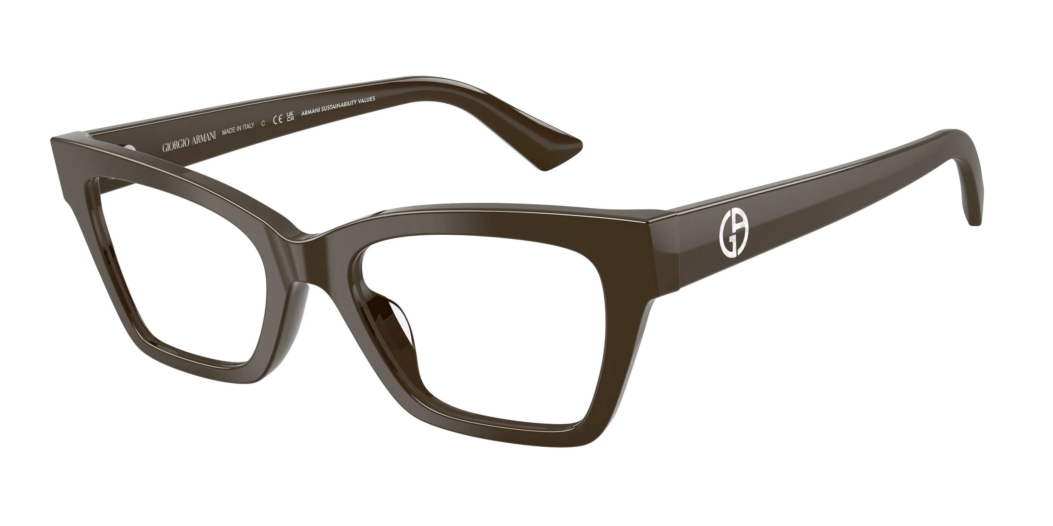 Giorgio Armani AR7285HU 6307 Montature da vista Acetato Marrone Cat Eye Normale - immagine 1