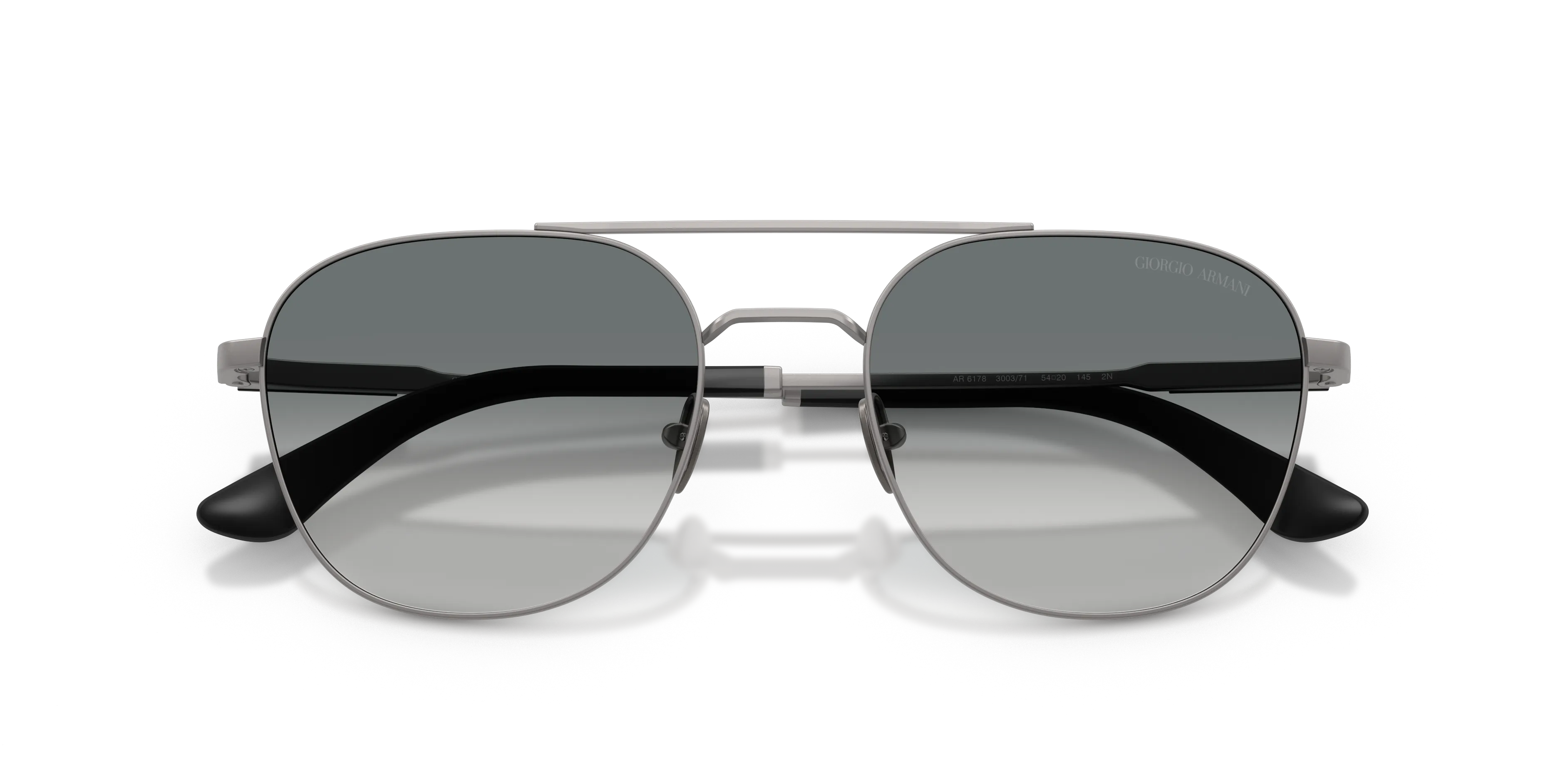 Giorgio Armani AR6178 300371 Occhiali da sole Metallo Grigio Grigio Squadrata Normale Sfumato - immagine 2