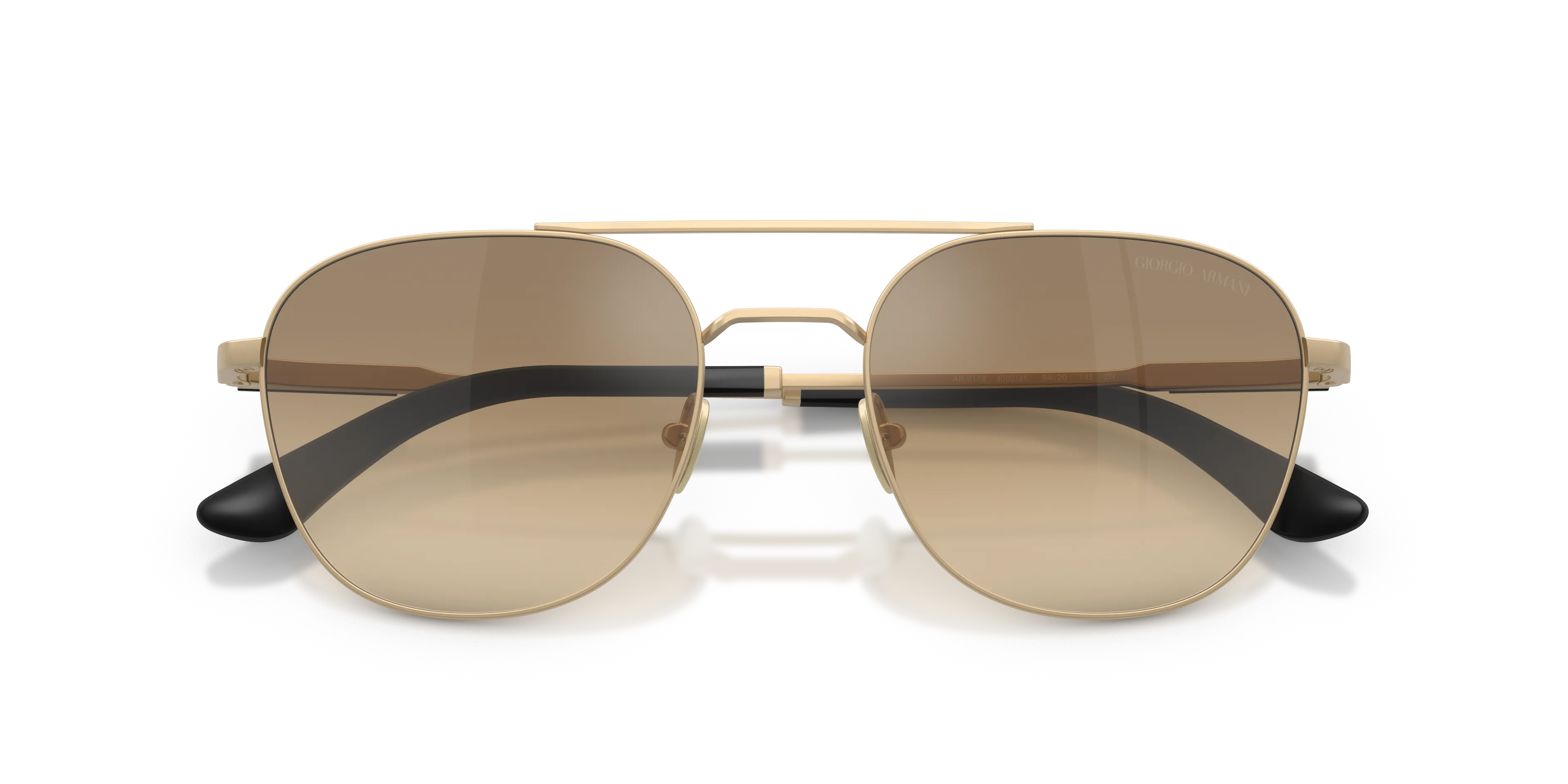Giorgio Armani AR6178 30023K Occhiali da sole Metallo Oro Marrone Squadrata Normale Sfumato - immagine 2