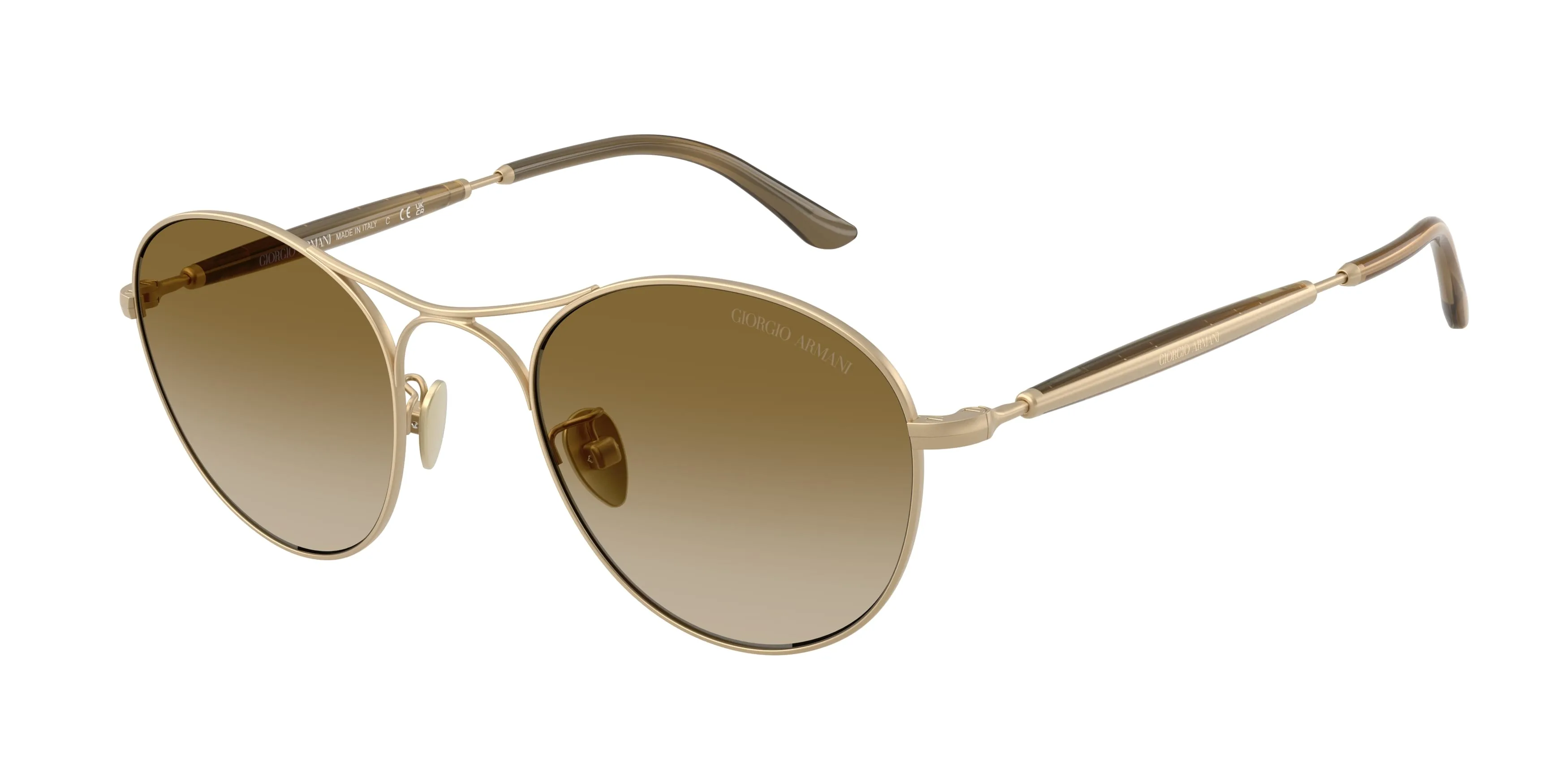 Giorgio Armani AR6177 341713 Occhiali da sole Acciaio Oro Marrone Rotonda Normale Sfumato - immagine 1