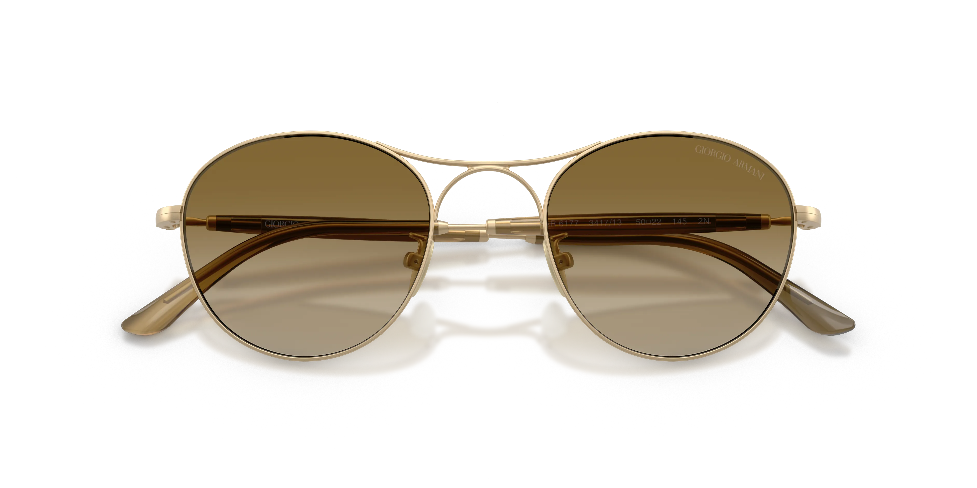 Giorgio Armani AR6177 341713 Occhiali da sole Acciaio Oro Marrone Rotonda Normale Sfumato - immagine 2
