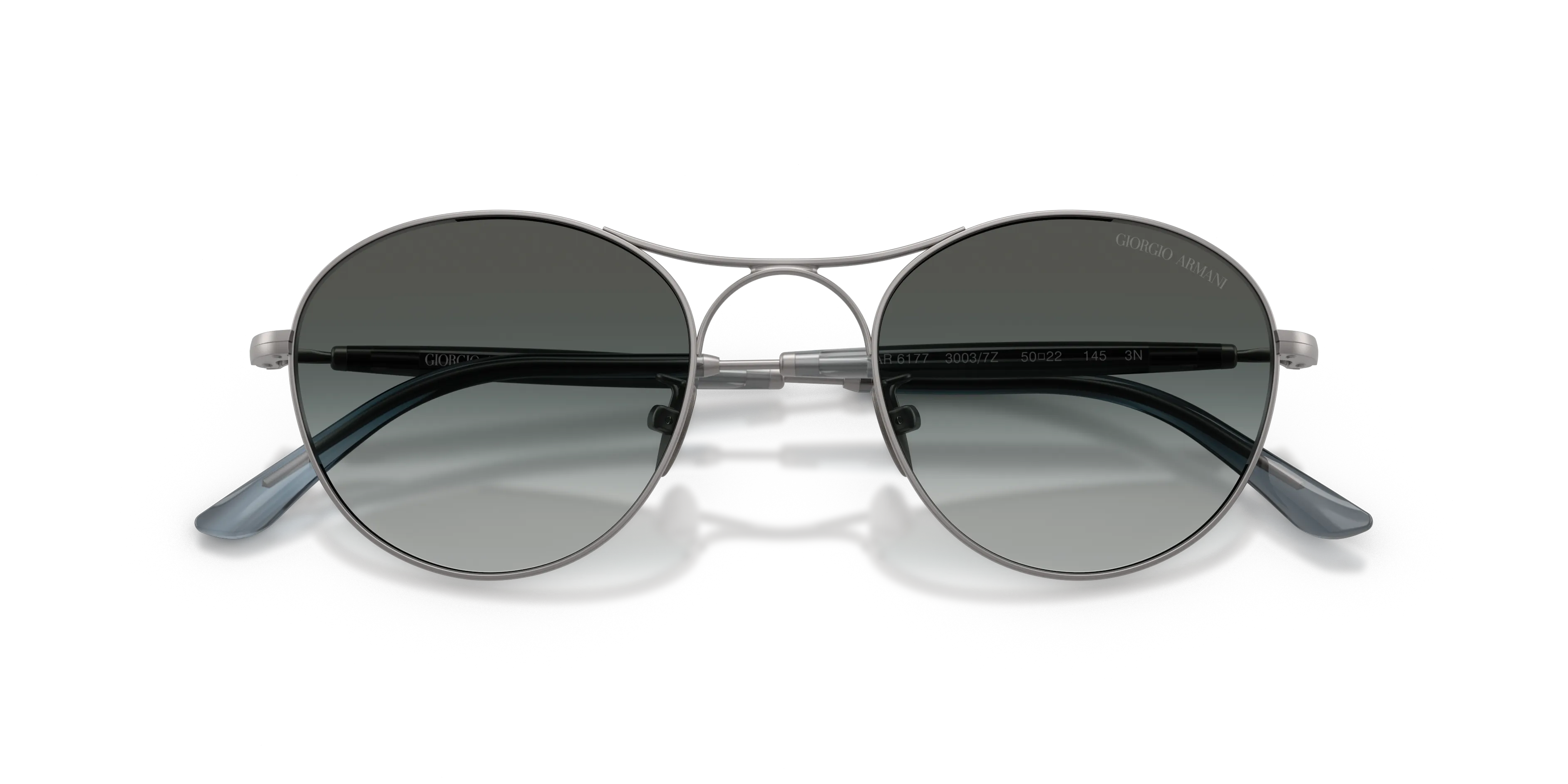 Giorgio Armani AR6177 30037Z Occhiali da sole Acciaio Grigio Grigio Rotonda Normale Sfumato - immagine 2
