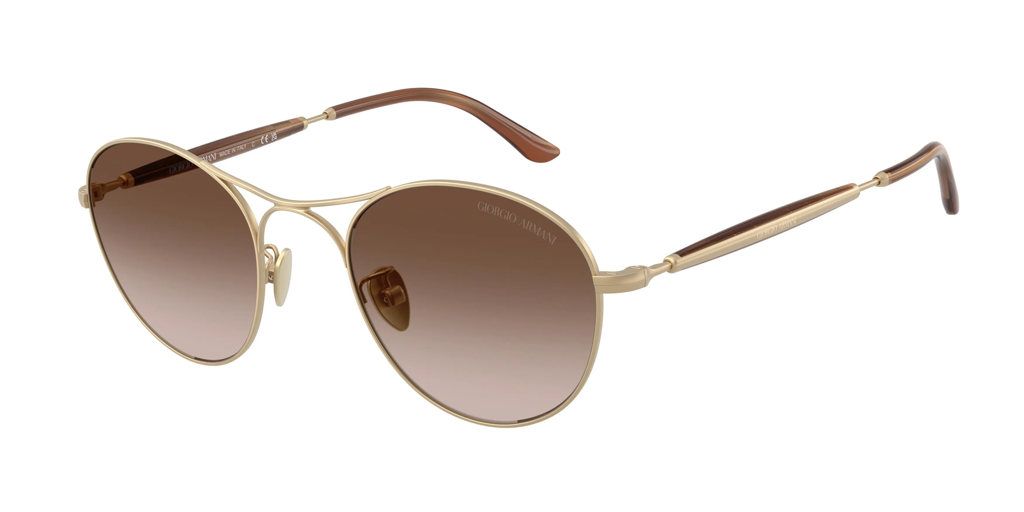 Giorgio Armani AR6177 300213 Occhiali da sole Acciaio Oro Marrone Rotonda Normale Sfumato - immagine 1