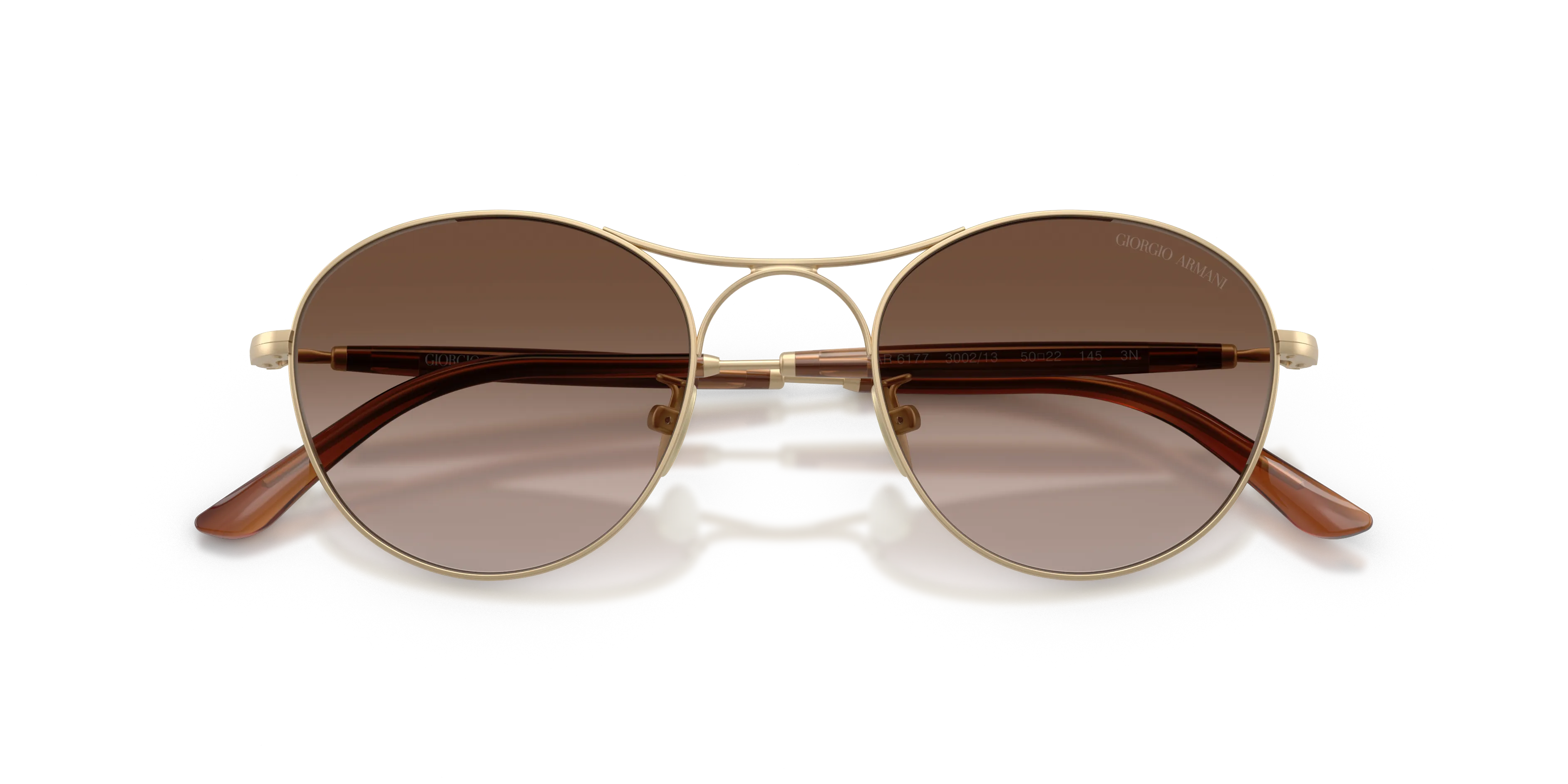Giorgio Armani AR6177 300213 Occhiali da sole Acciaio Oro Marrone Rotonda Normale Sfumato - immagine 2
