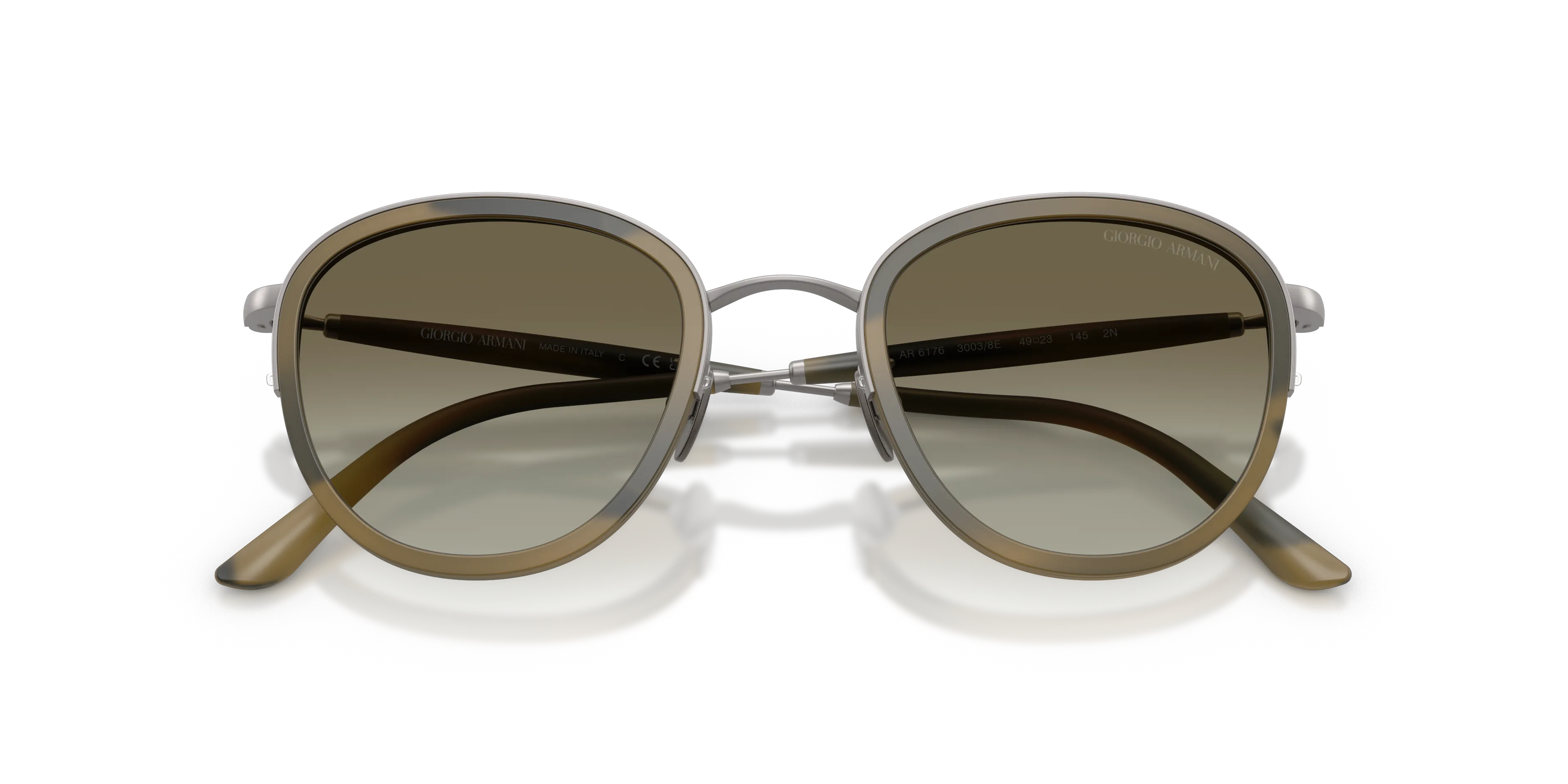 Giorgio Armani AR6176 30038E Occhiali da sole Metallo Grigio Verde Pantos Normale Sfumato - immagine 2