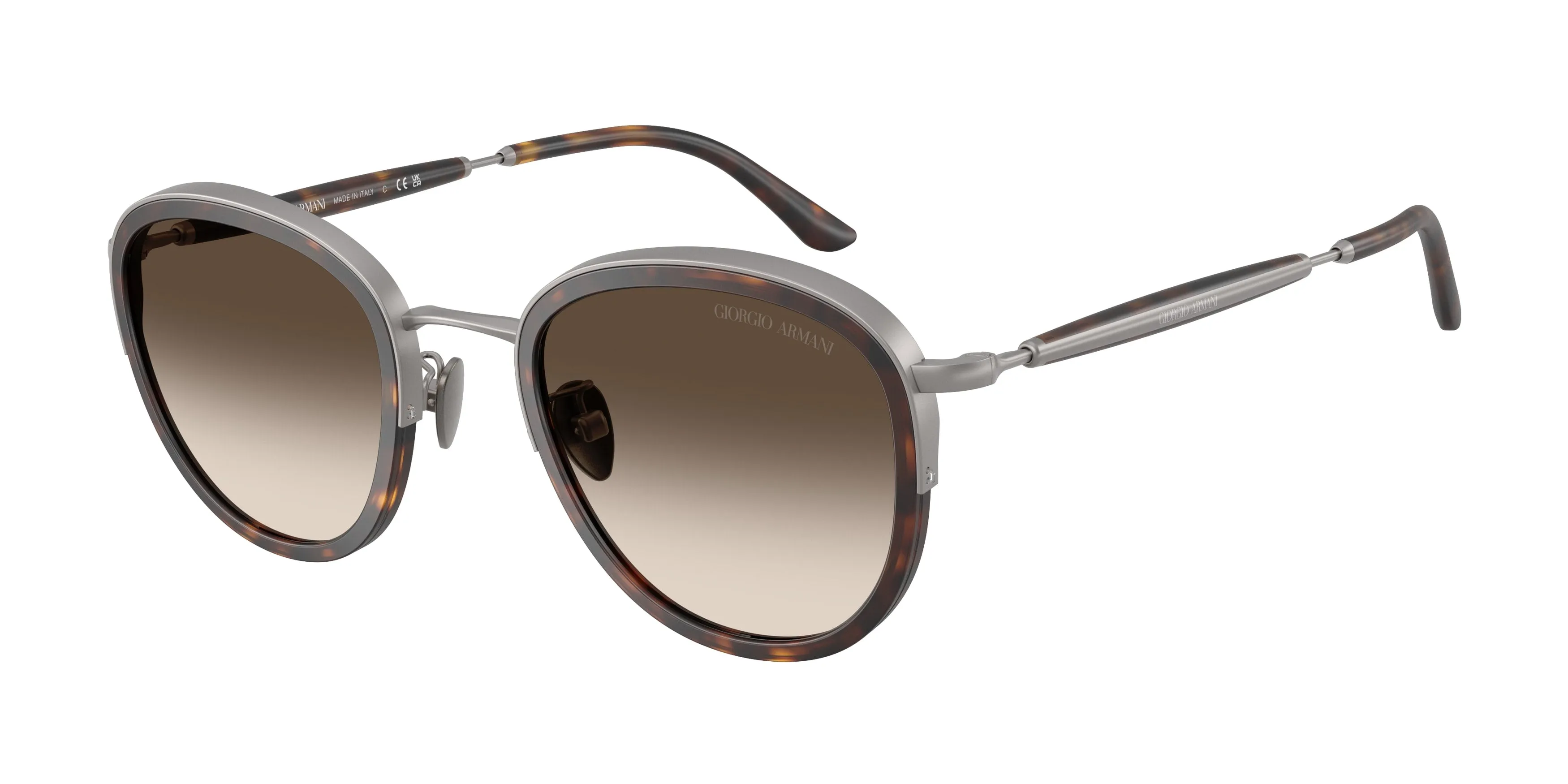 Giorgio Armani AR6176 30030A Occhiali da sole Metallo Grigio Marrone Pantos Normale Sfumato - immagine 1