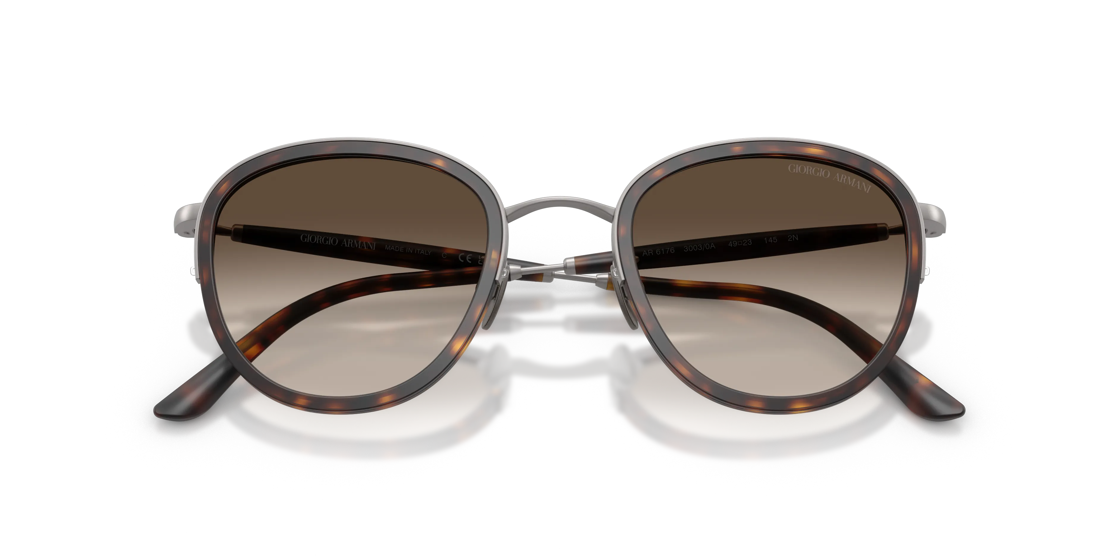 Giorgio Armani AR6176 30030A Occhiali da sole Metallo Grigio Marrone Pantos Normale Sfumato - immagine 2