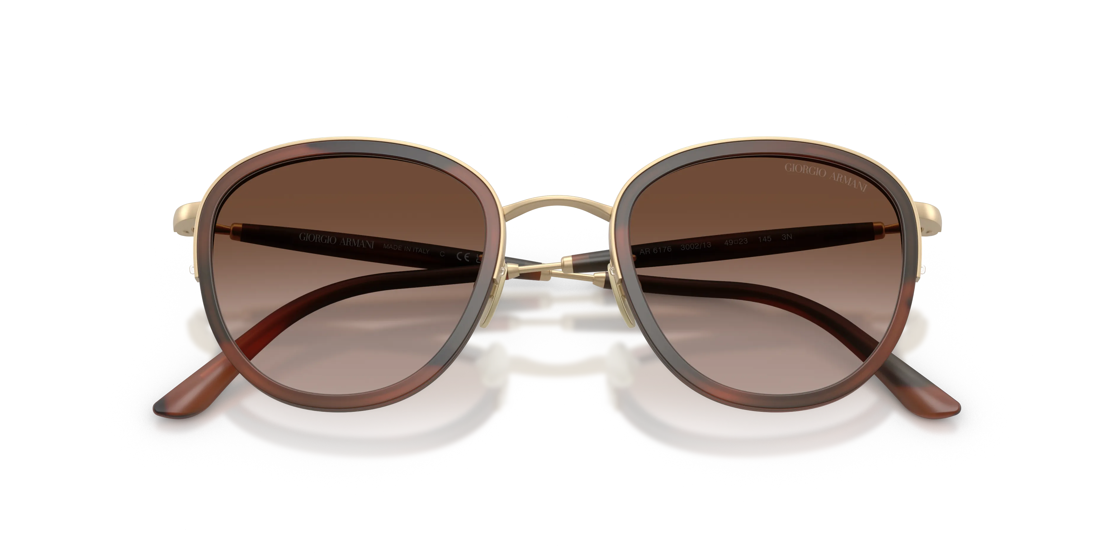 Giorgio Armani AR6176 300213 Occhiali da sole Metallo Oro Marrone Pantos Normale Sfumato - immagine 2