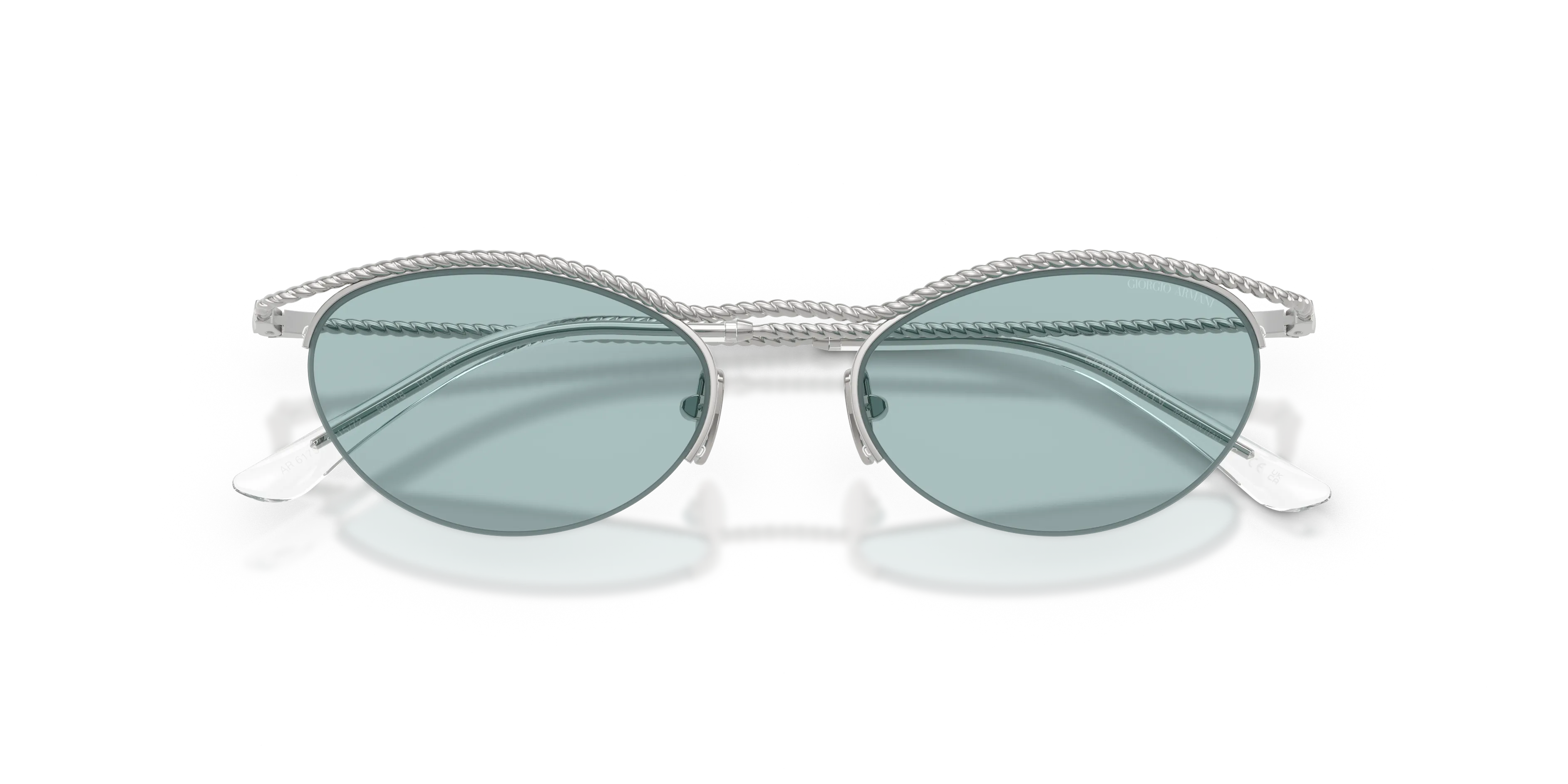 Giorgio Armani AR6175 301572 Occhiali da sole Metallo Argento Blu Farfalla Normale - immagine 2