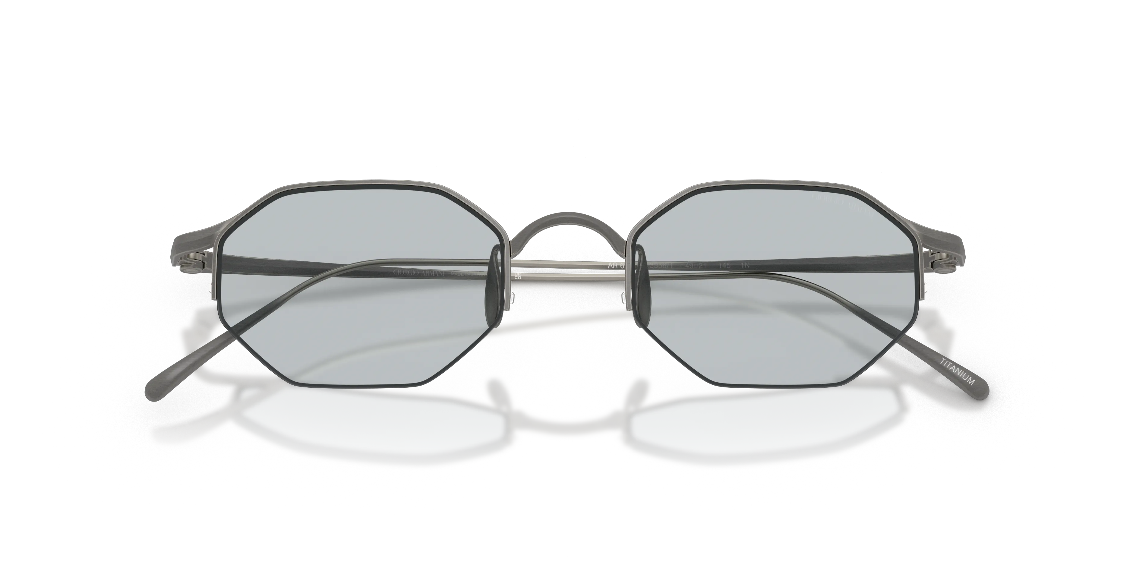Giorgio Armani AR6171T 3356/1 Occhiali da sole Titanio Grigio Grigio Squadrata Normale - immagine 2