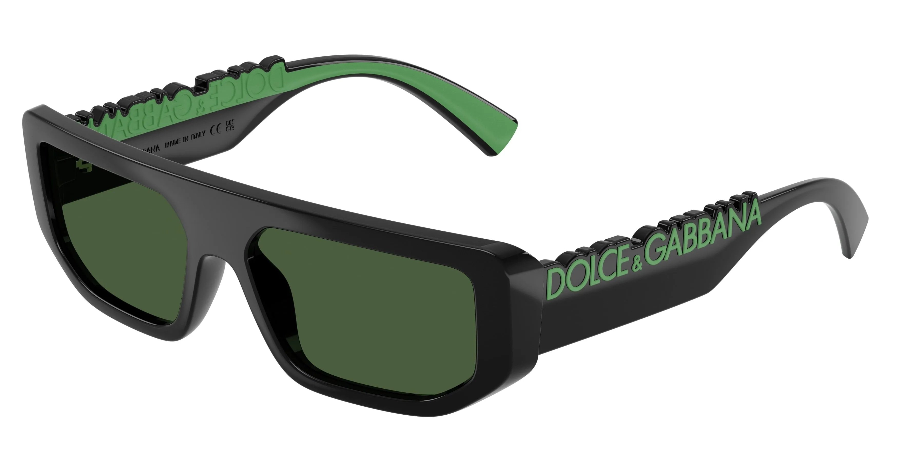 Dolce & Gabbana DG6203 501/71 Occhiali da sole Iniettato Nero Verde Squadrata Normale - immagine 1