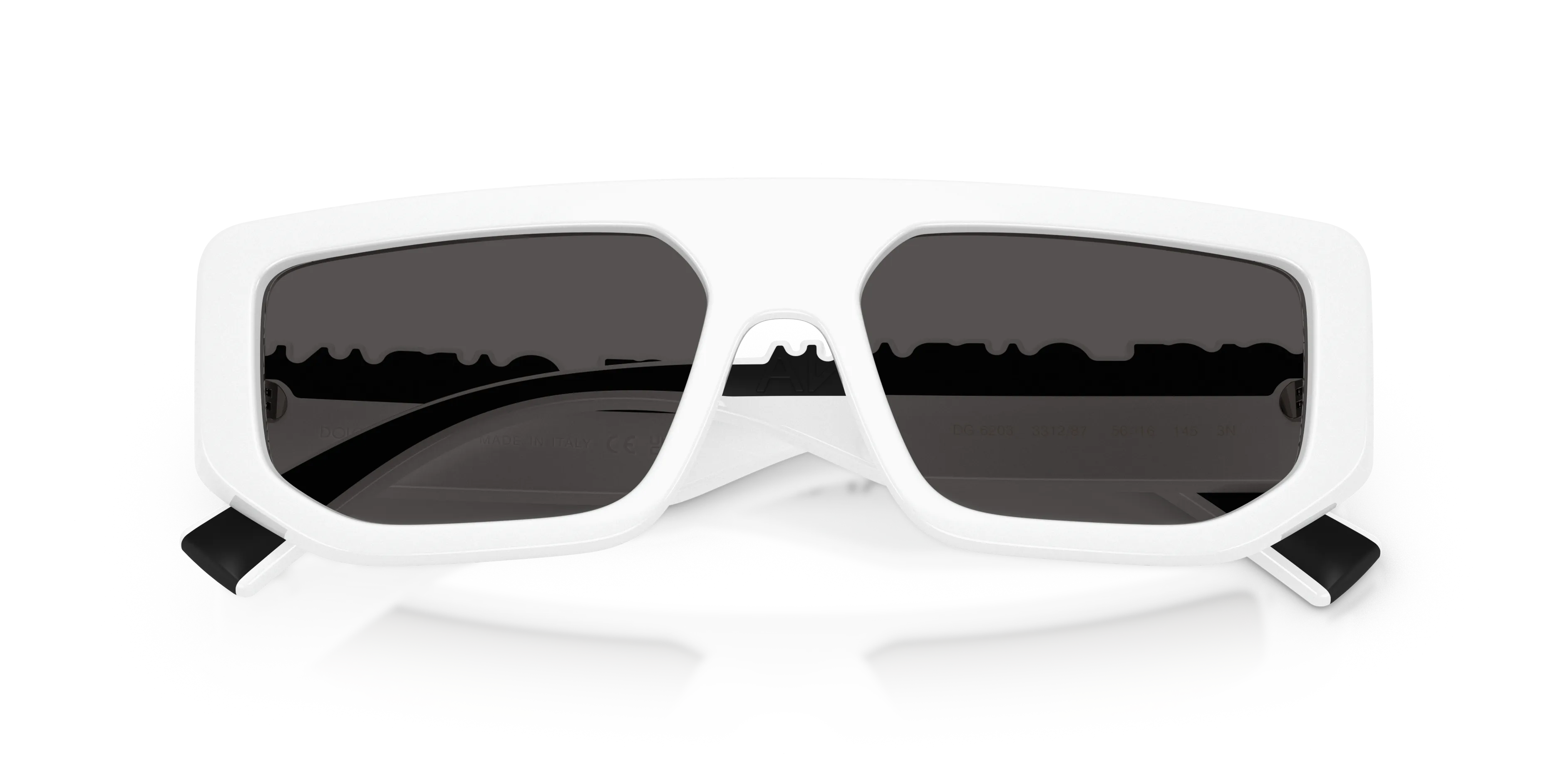 Dolce & Gabbana DG6203 331287 Occhiali da sole Iniettato Bianco Grigio Squadrata Normale - immagine 2