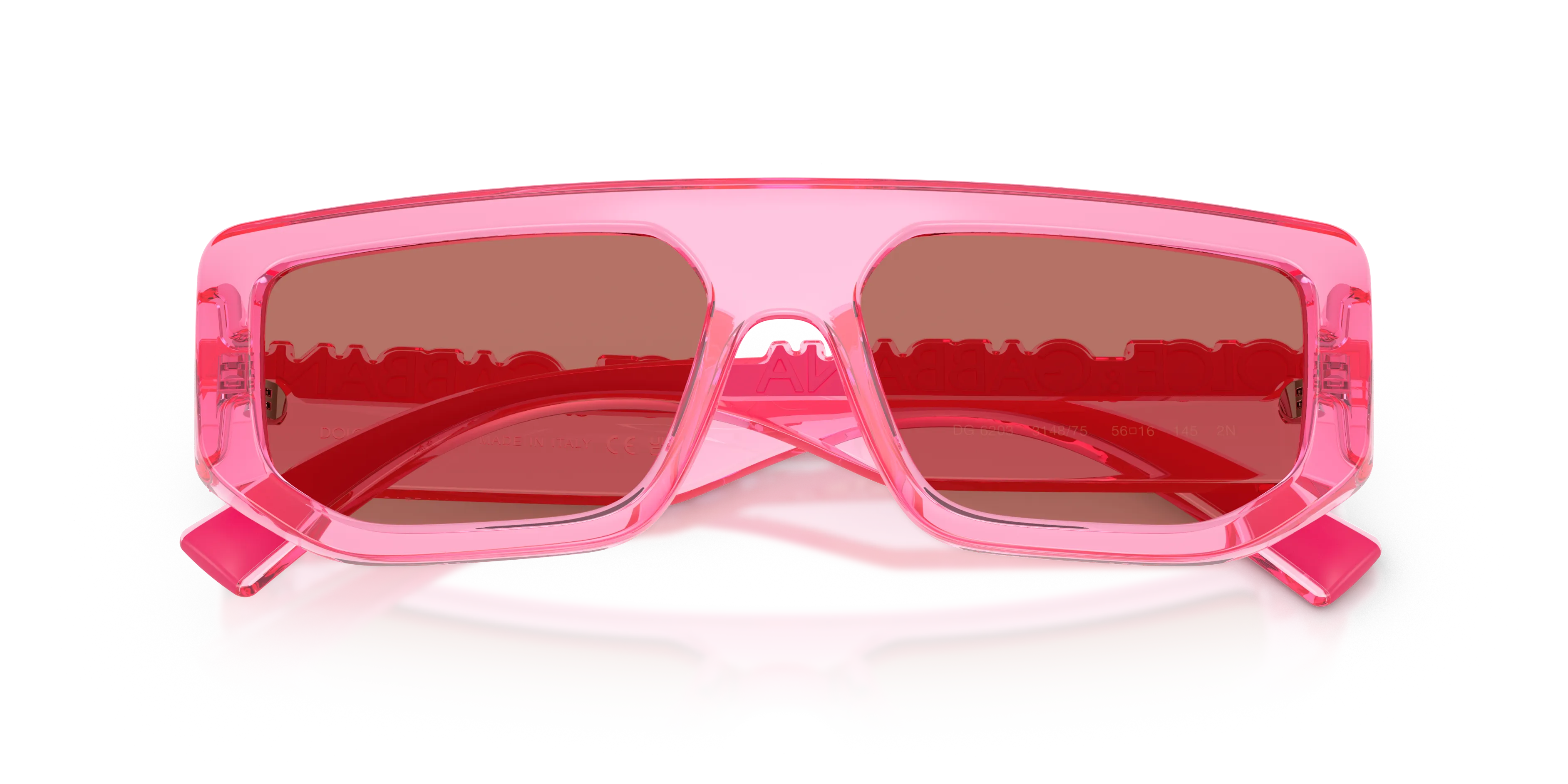 Dolce & Gabbana DG6203 314875 Occhiali da sole Iniettato Rosa Rosso Squadrata Normale - immagine 2
