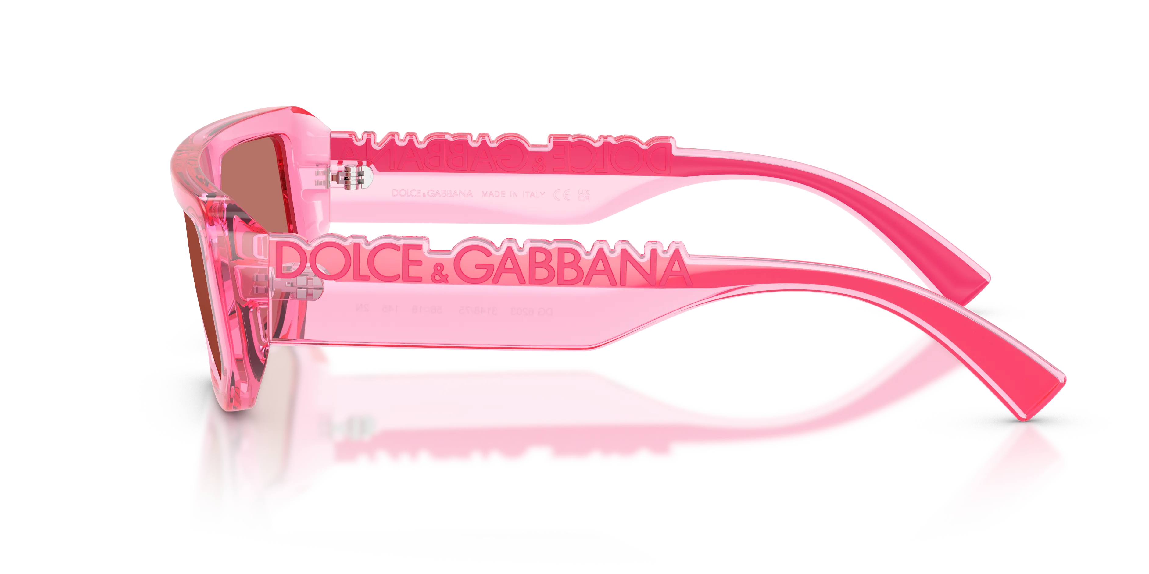 Dolce & Gabbana DG6203 314875 Occhiali da sole Iniettato Rosa Rosso Squadrata Normale - immagine 4