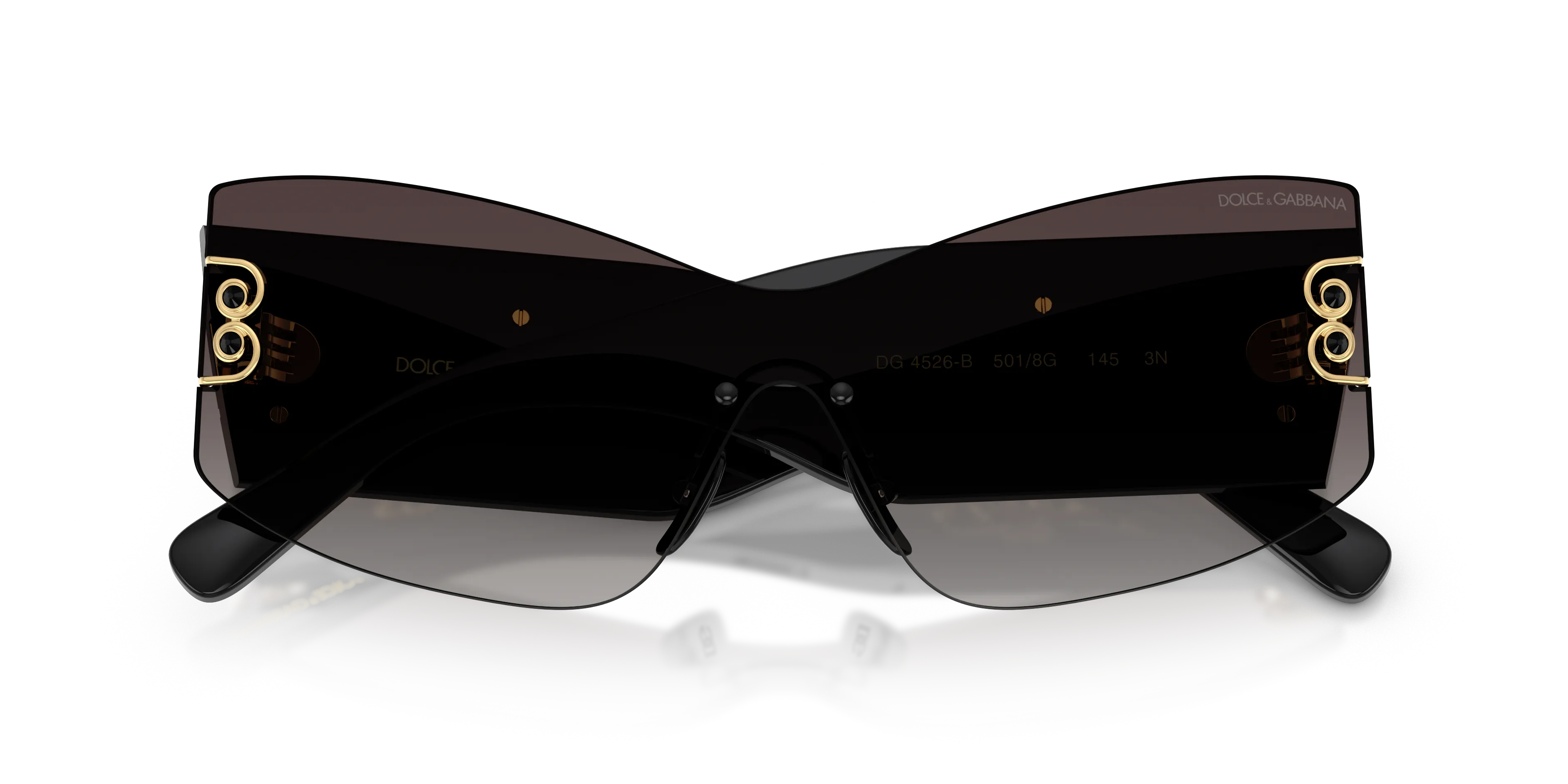 Dolce & Gabbana DG4526B 501/8G Occhiali da sole Acetato Nero Grigio Cat Eye Normale Sfumato - immagine 2