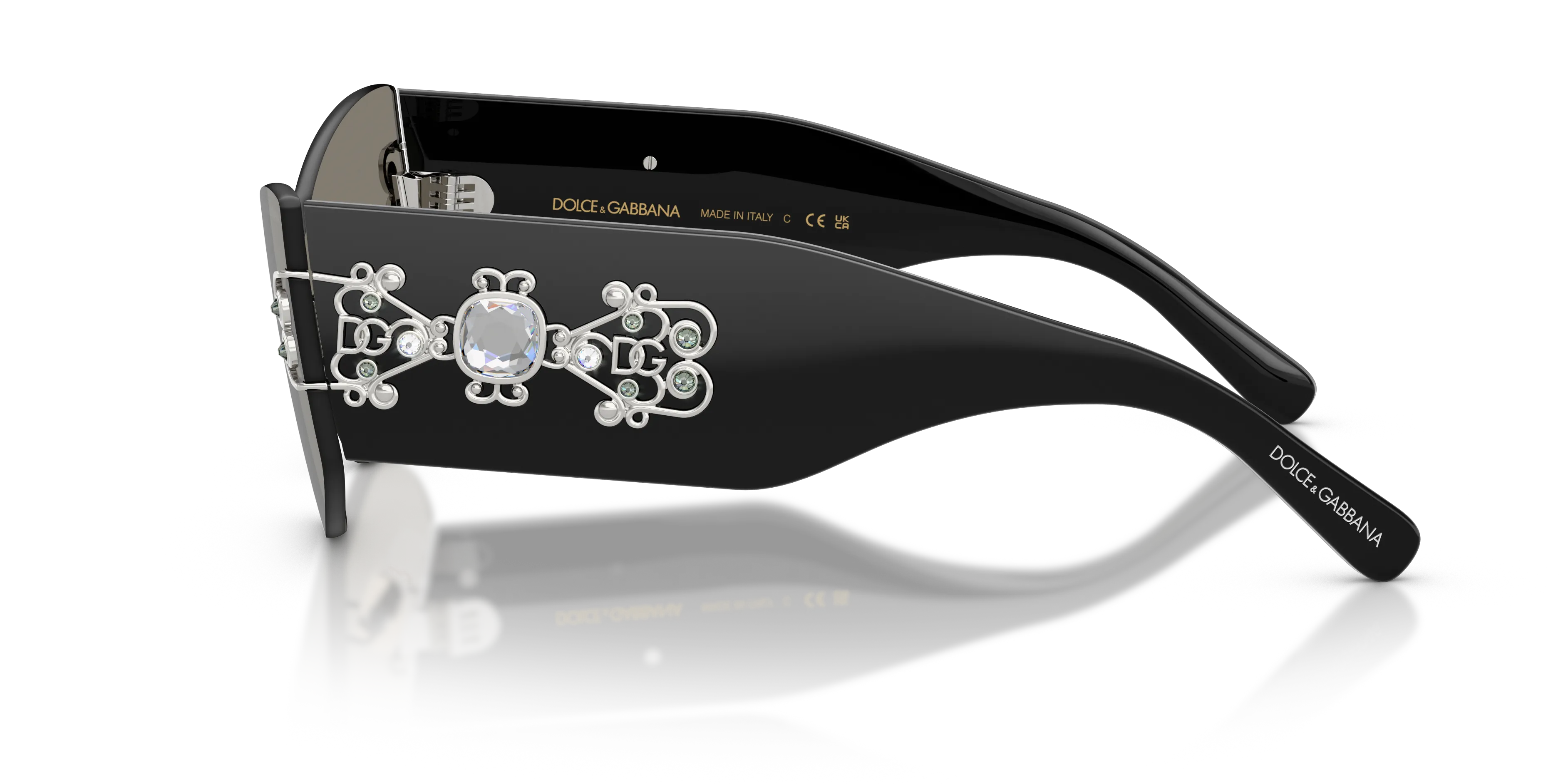 Dolce & Gabbana DG4526B 501/6G Occhiali da sole Acetato Nero Grigio Cat Eye Specchiate - immagine 4