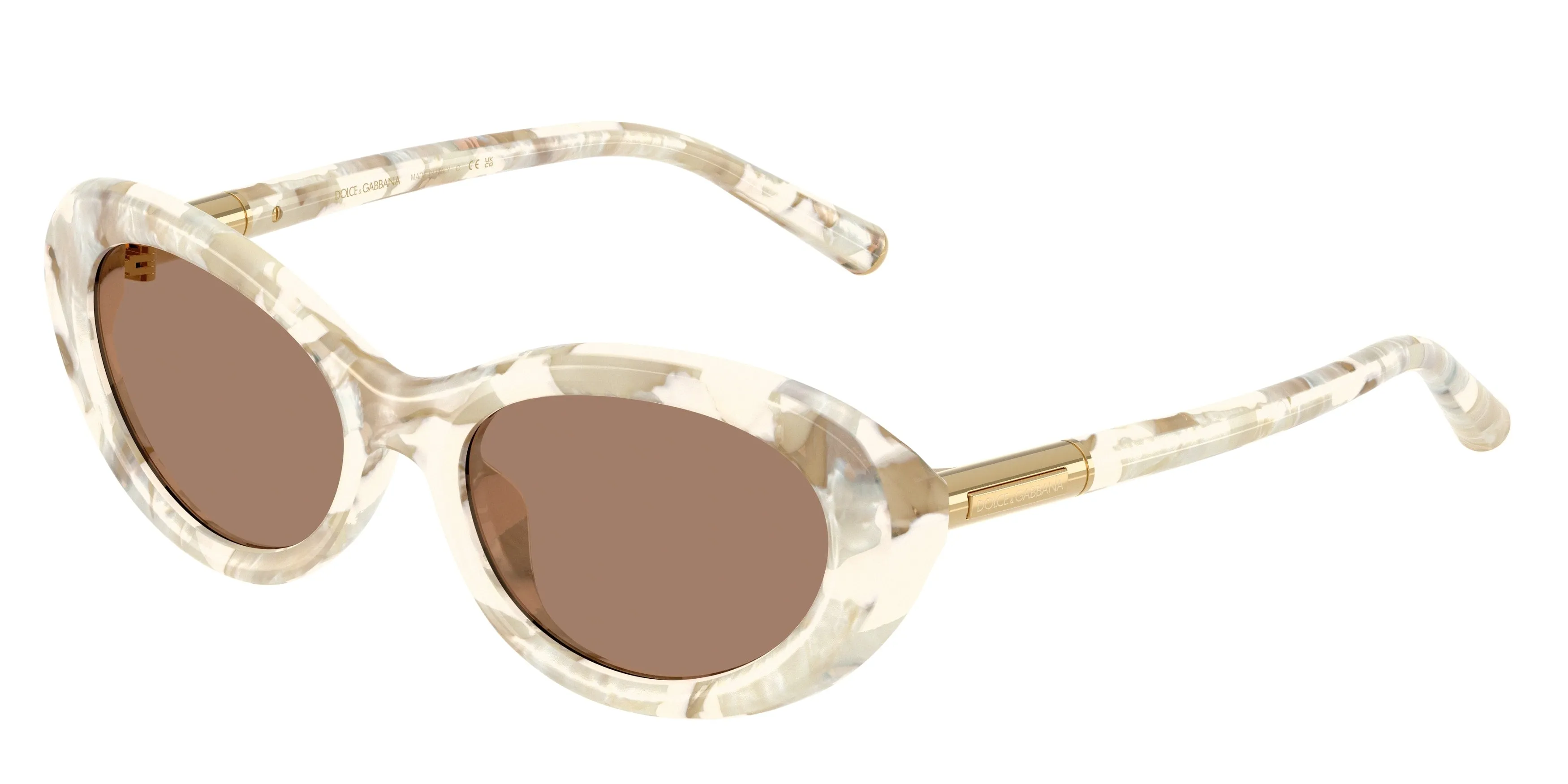 Dolce & Gabbana DG4519 346173 Occhiali da sole Acetato Bianco Marrone Rotonda Normale - immagine 1
