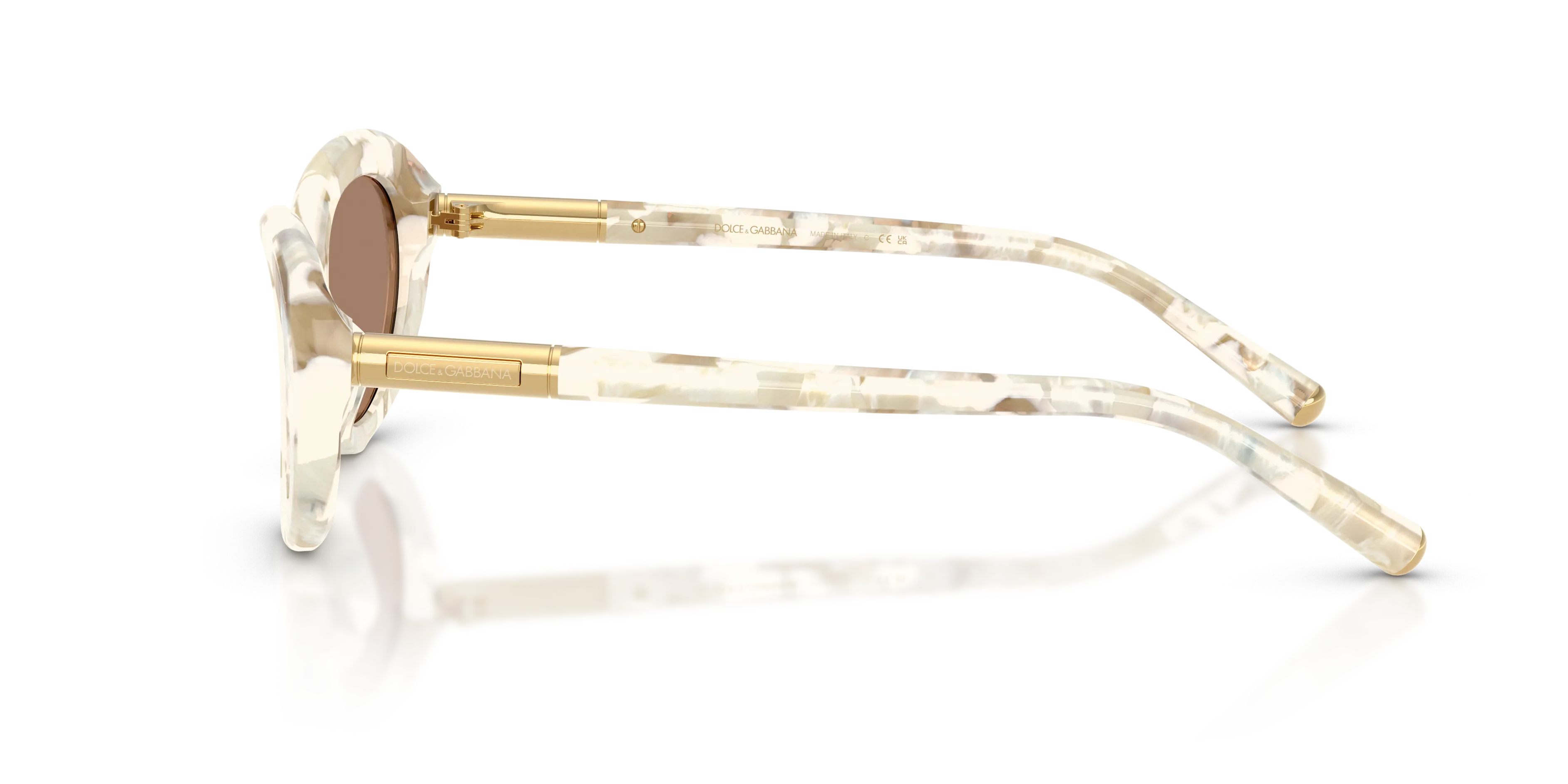 Dolce & Gabbana DG4519 346173 Occhiali da sole Acetato Bianco Marrone Rotonda Normale - immagine 4