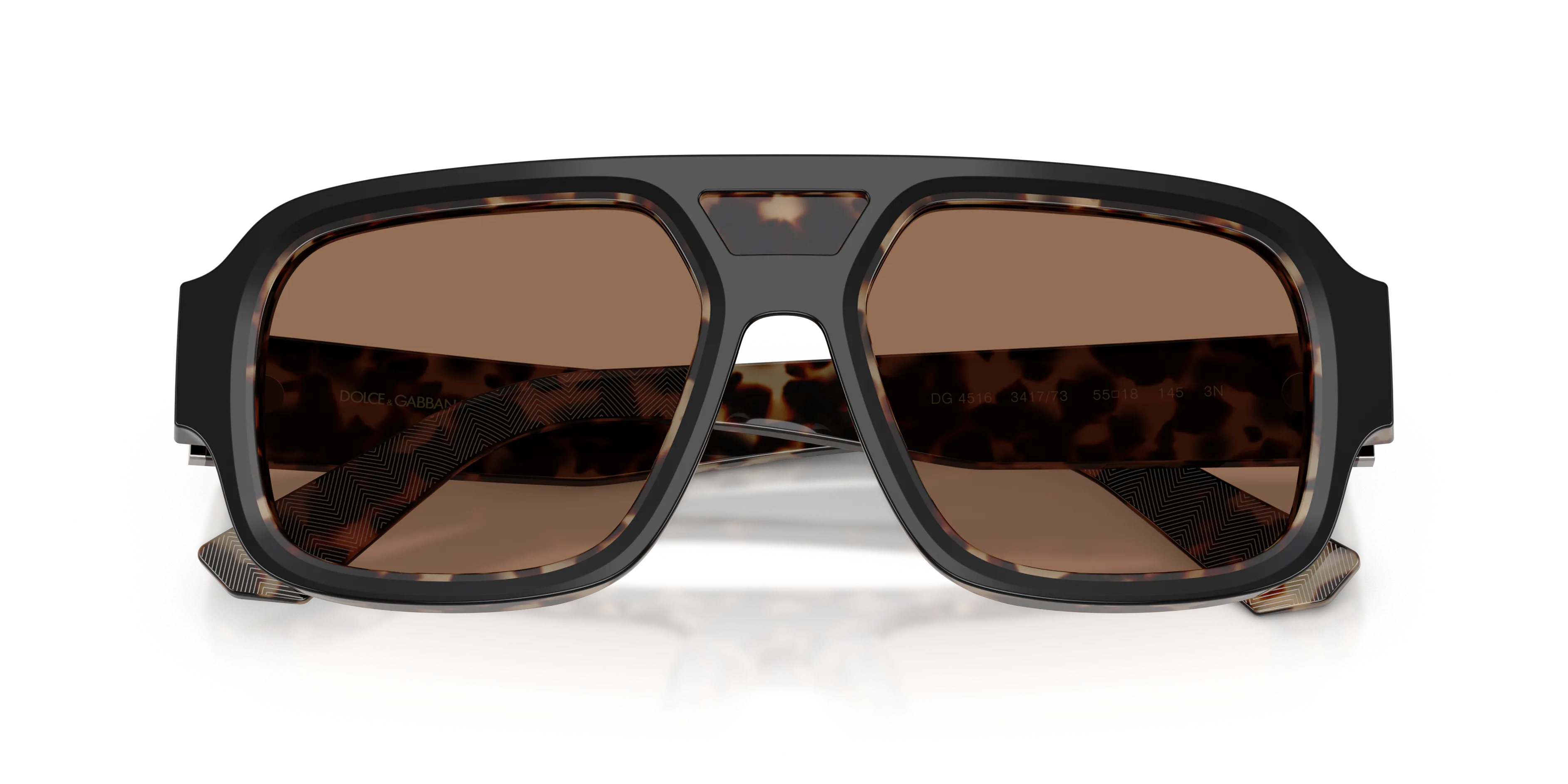 Dolce & Gabbana DG4516 341773 Occhiali da sole Acetato Nero Marrone Squadrata Normale - immagine 2