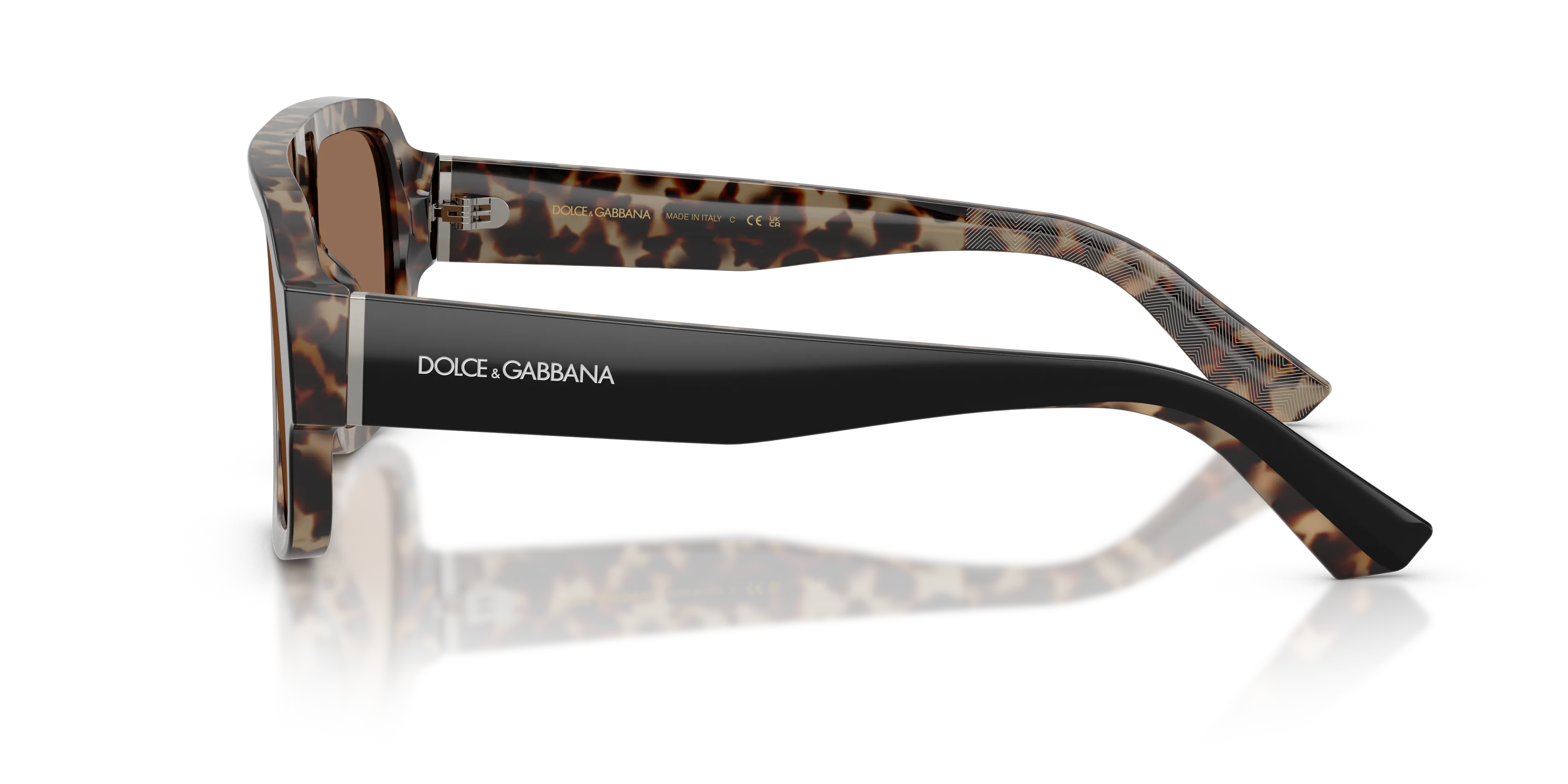 Dolce & Gabbana DG4516 341773 Occhiali da sole Acetato Nero Marrone Squadrata Normale - immagine 4