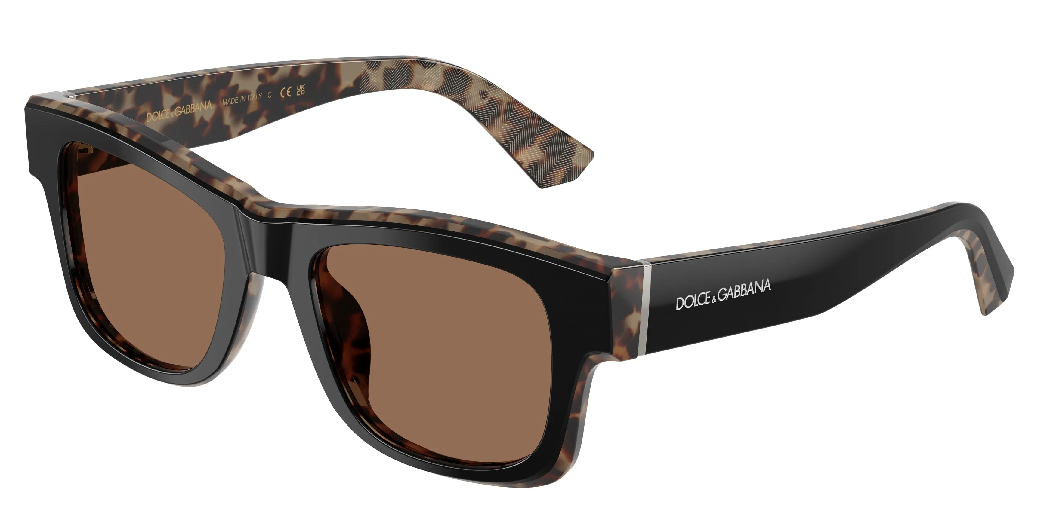 Dolce & Gabbana DG4515 341773 Occhiali da sole Acetato Nero Marrone Squadrata Normale - immagine 1