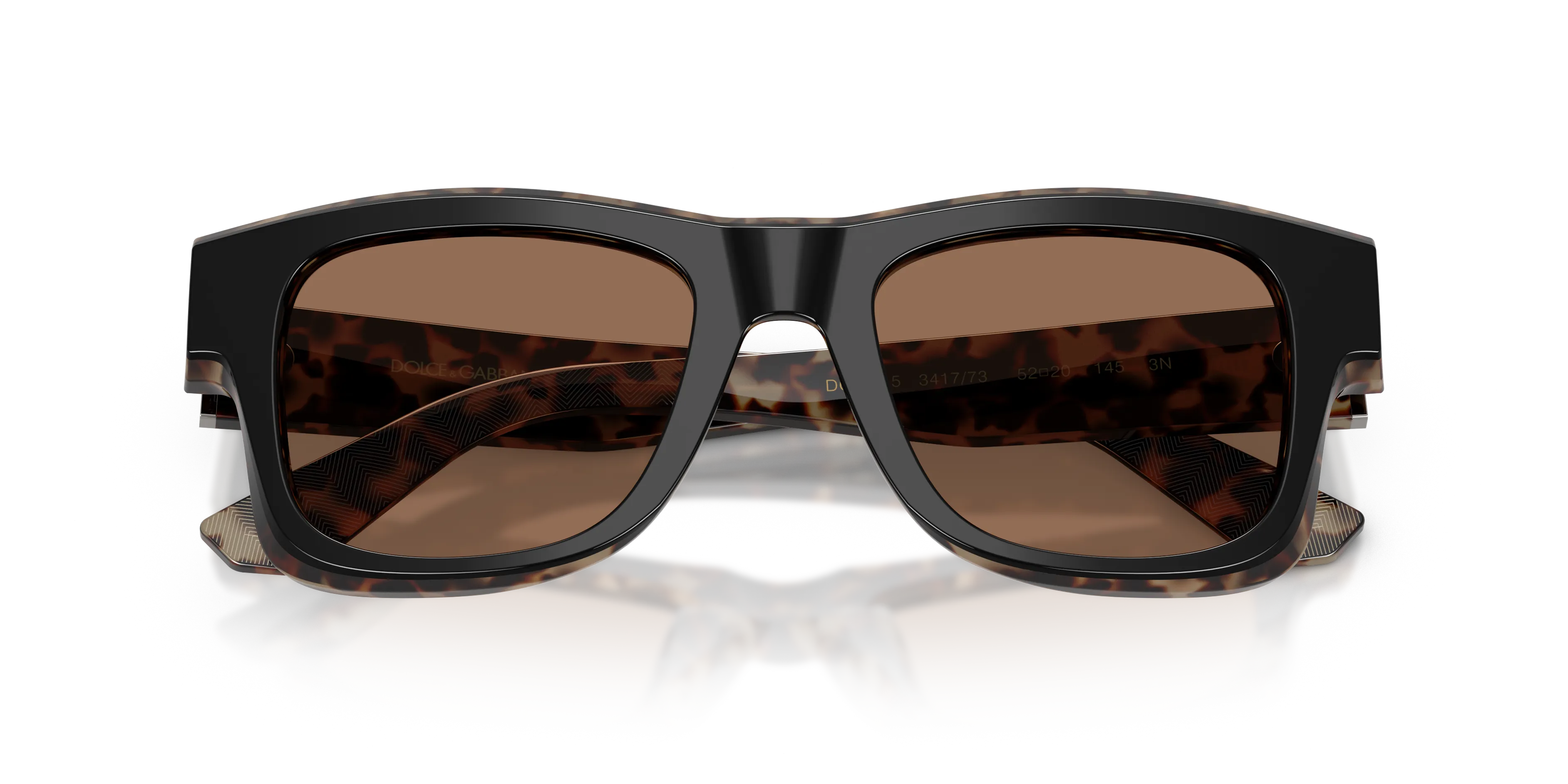 Dolce & Gabbana DG4515 341773 Occhiali da sole Acetato Nero Marrone Squadrata Normale - immagine 2