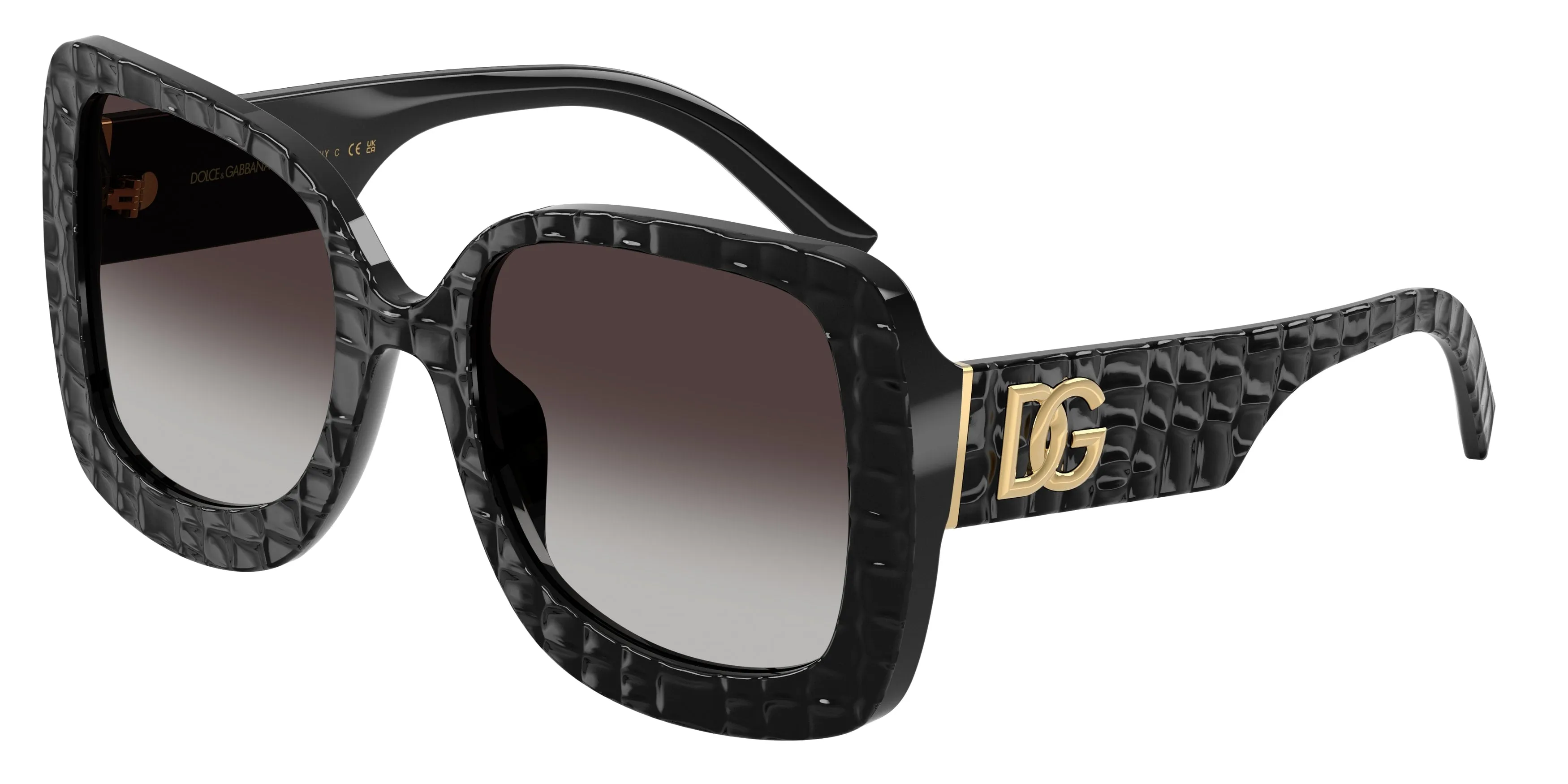 Dolce & Gabbana DG4513 32888G Occhiali da sole Acetato Nero Grigio Squadrata Normale Sfumato - immagine 1