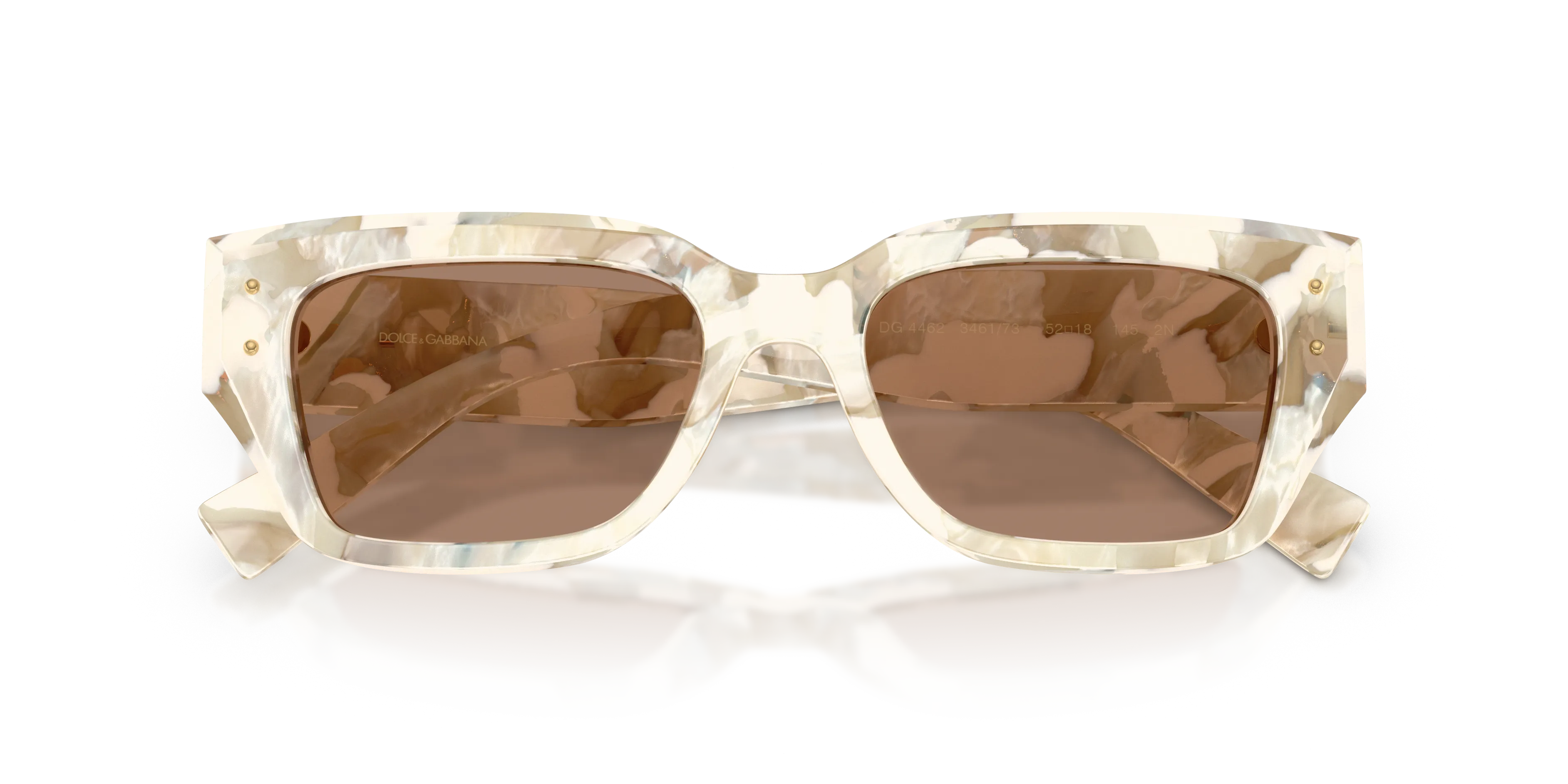 Dolce & Gabbana DG4462 346173 Occhiali da sole Acetato Bianco Marrone Cat Eye Normale - immagine 2